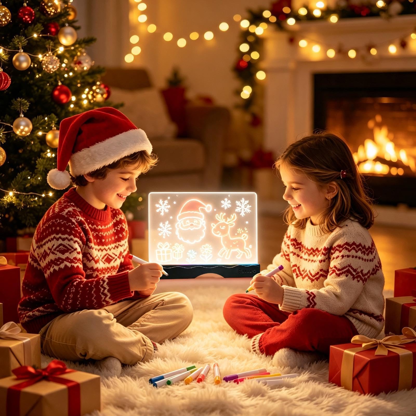 Pizarra De Dibujo Luminosa Para Niños Tableta de escritura recargable con | Tablero de Mensajes LED con 13 Efectos para niños y niñas, colegio, aula, hogar, viajes, coche y a