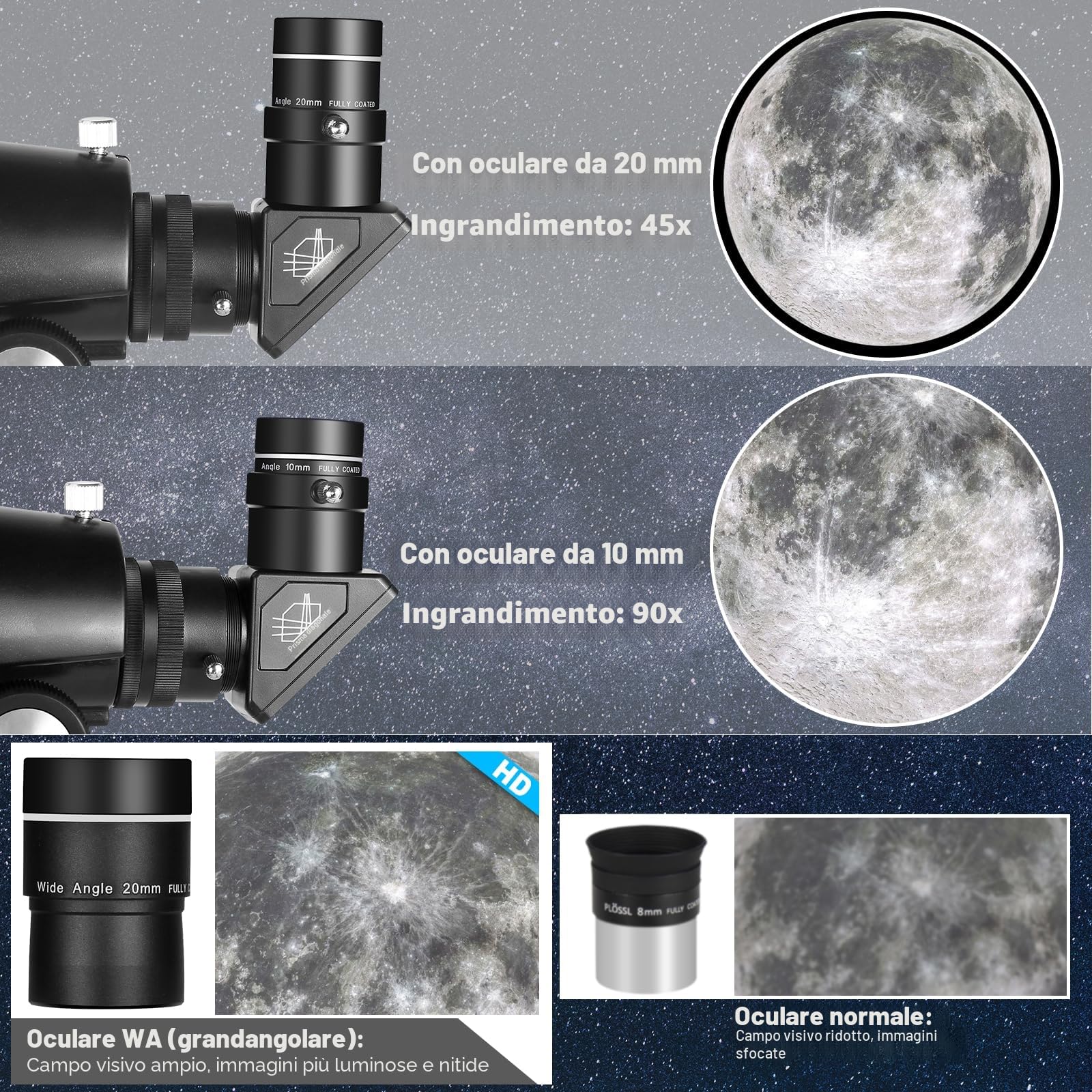 CELTICBIRD Telescopio per adulti ad alta potenza, telescopi da viaggio per adulti, regali per principianti di astronomia, telescopio rifrattore 900 con apertura da 80 mm con attacco AZ