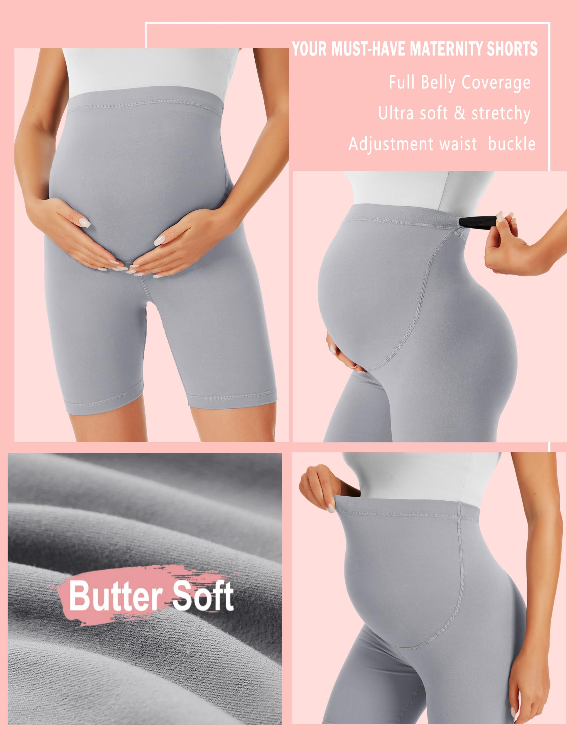 BONVIGOR Pantalones Cortos de Maternidad sobre el Vientre, Pantalones Cortos de Motorista para Embarazadas, Pantalones Cortos de Entrenamiento, Yoga, Pantalones atléticos Activos para Mujeres