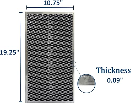 Miniatura 2 de Air Filter Factory Filtro de campana de carbono de 10.75 x 19.25 x 0.09 pulgadas, filtro de campana de ventilación de carbón de carbón, paquete de 2