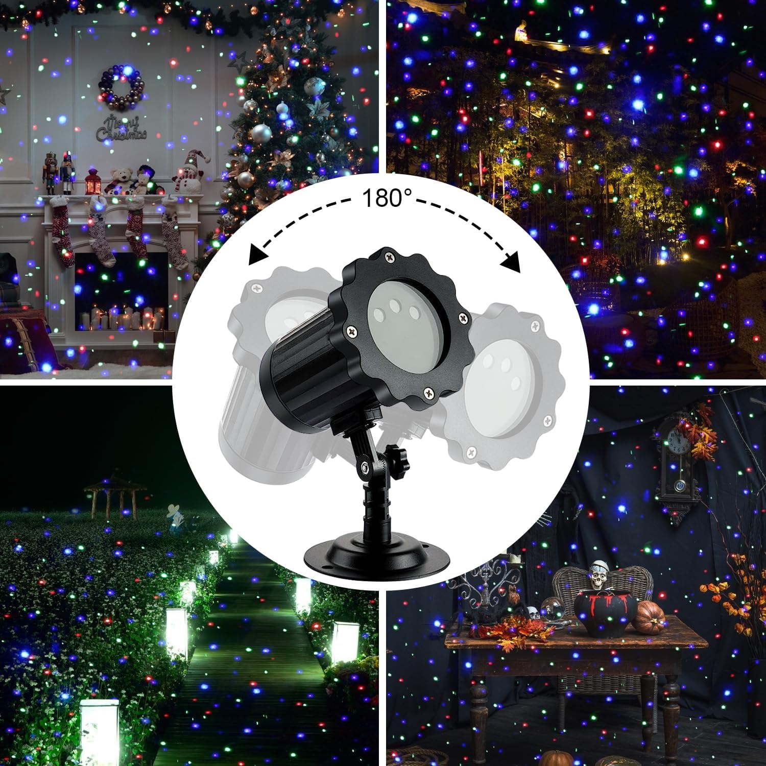 Projecteur de Noël à LED pour extérieur - Projecteur étoilé - Étanche - Avec 3 modes de fonctionnement - Pour décoration de vacances et événements