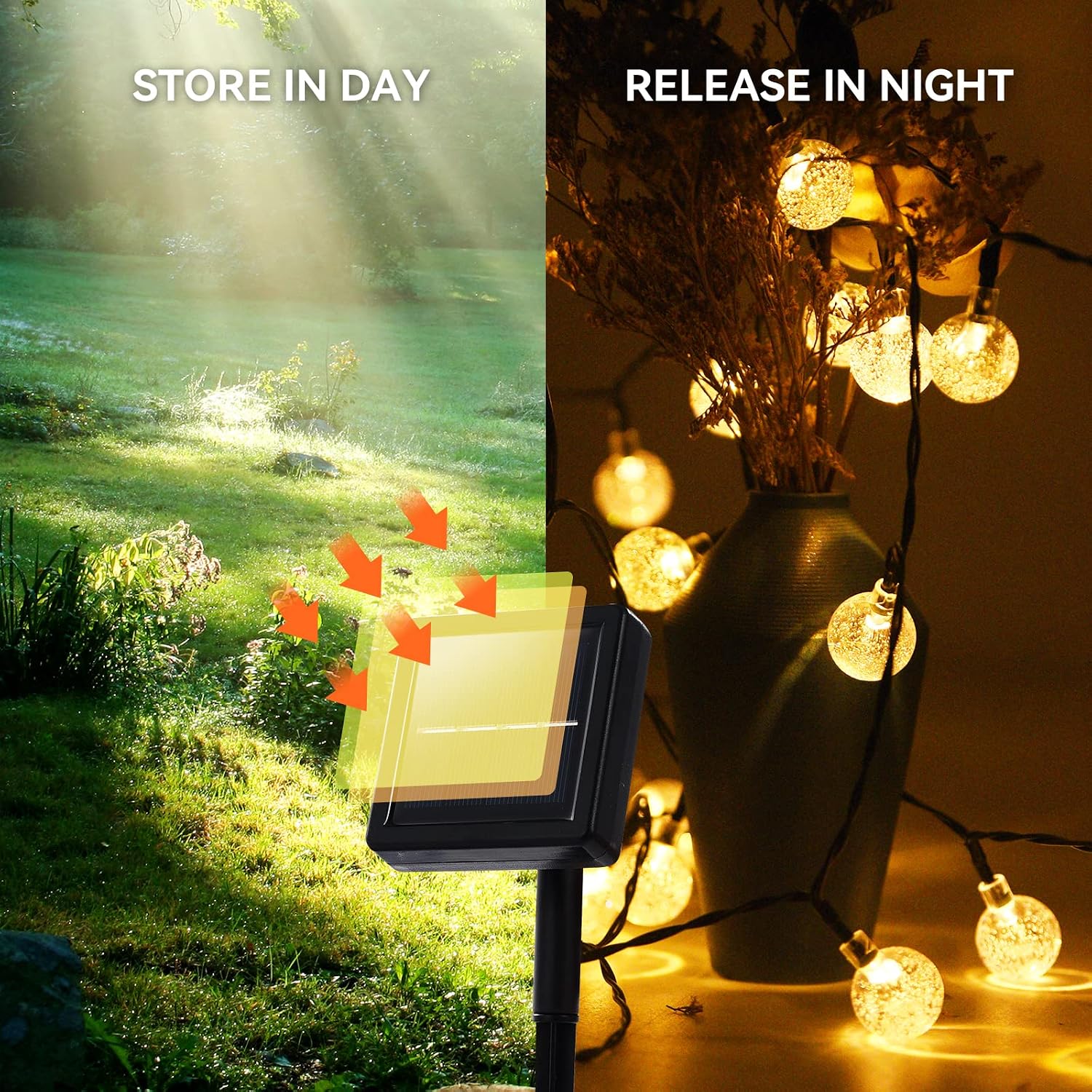 Lightique Solar String Lights 33 Feet Solar String Lights Outdoor Waterproof 100LED Solar Powered String Lights Solar Fairy Lights with 8 Lighting Modes for Porch Garden Tree Party Decor,Warm White