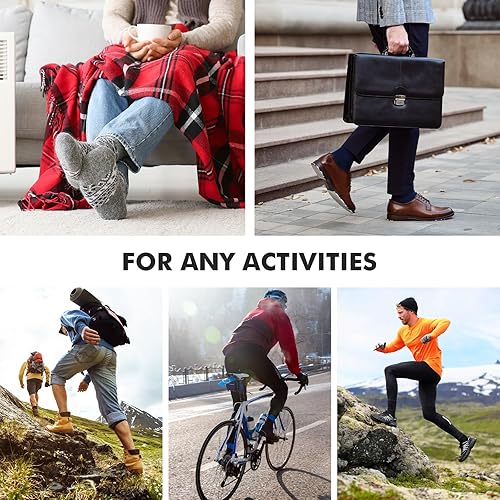 Miniatura 6 de 6 pares de calcetines de lana para hombre, calcetines de invierno suaves y cálidos, calcetines de senderismo de lana suave, calcetines casuales para