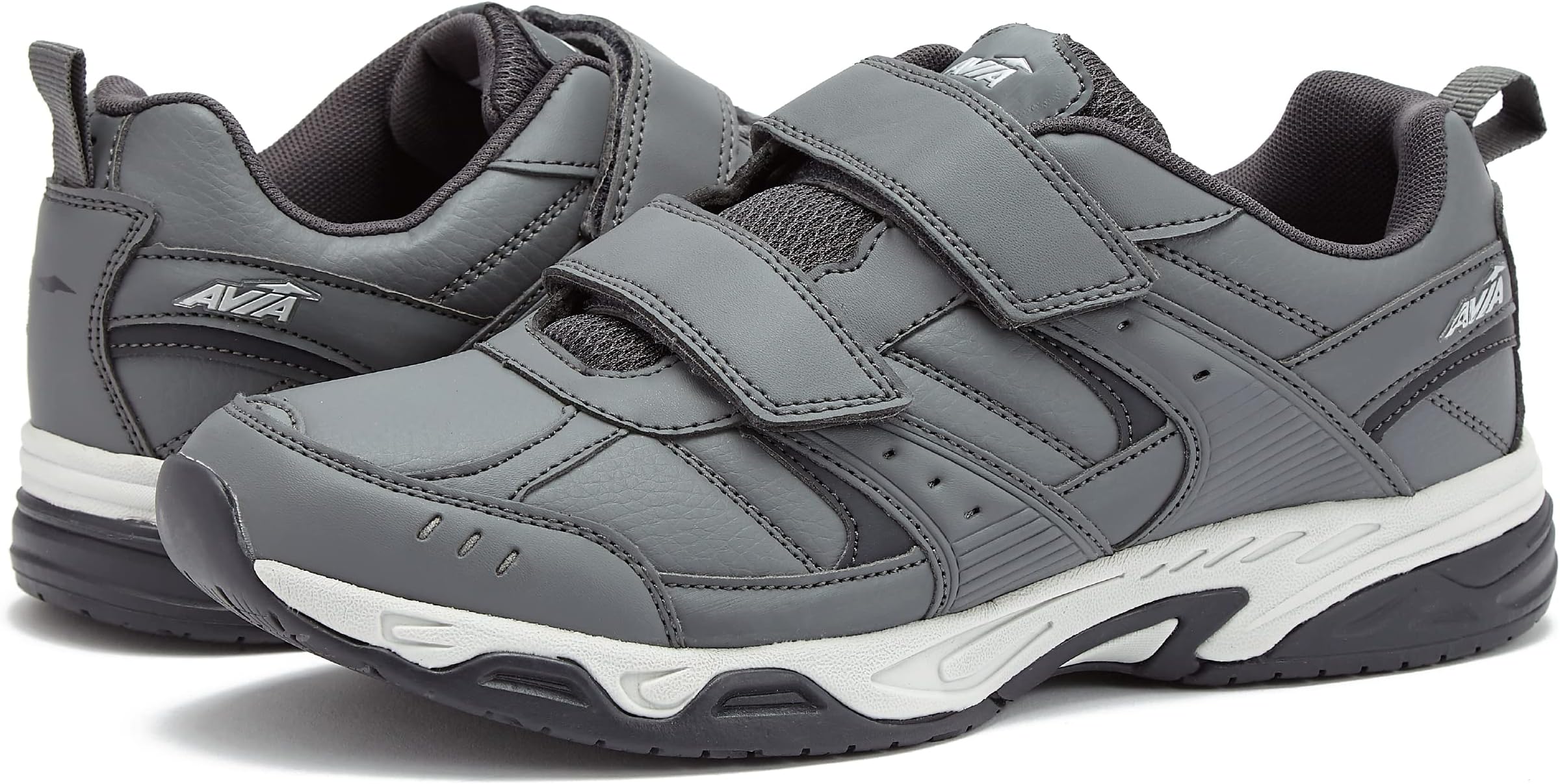 AviaAvi-Union II Non Slip Shoes for Men, Hook and Loop Mens Walking Shoes with Memory Foam, Comfort Restaurant and Diabetic Shoes for Men - Black Wide or Extra Wide Width Safety Footwear