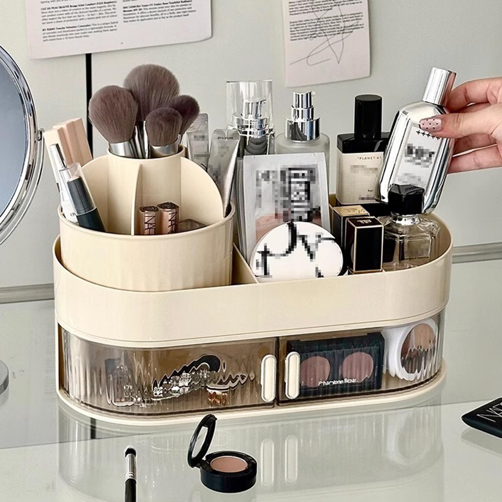 Drehbarer Make-up Organizer – 360° Kosmetik-Aufbewahrung Mit Fächern Für Schminktisch, Bad & Mehr