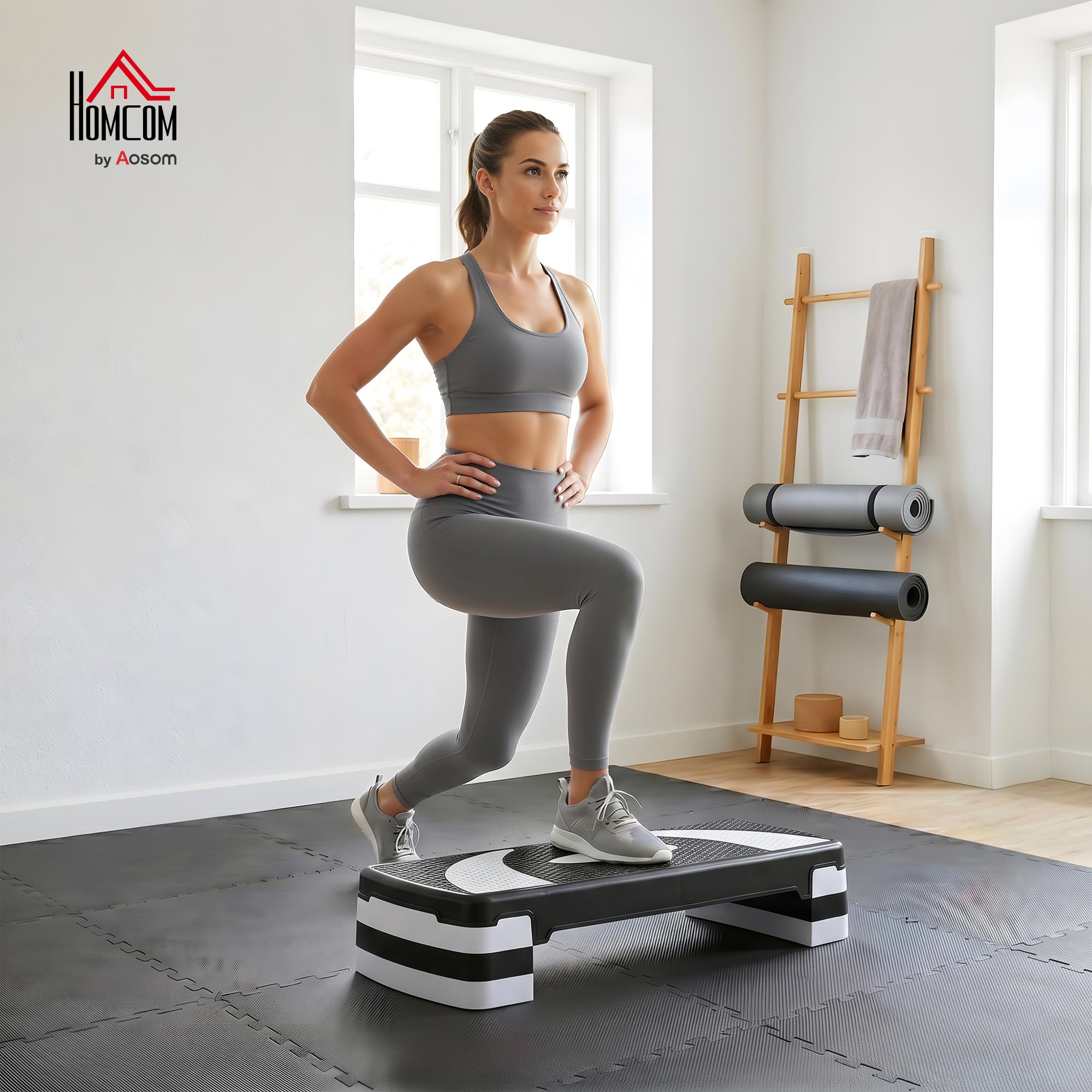 HOMCOM Stepper Fitness Aérobic Hauteur réglable 10/15/20 cm Surface antidérapante 80 x 31 x 20 cm