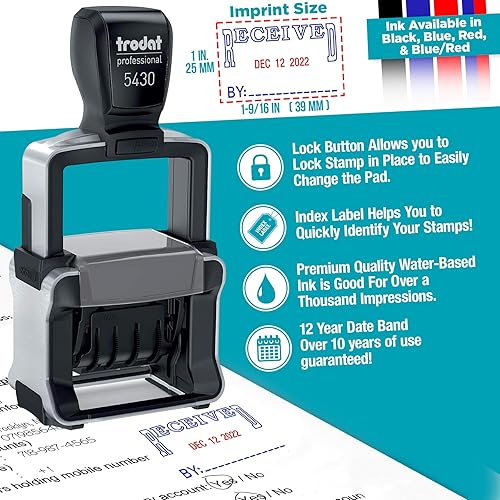 Miniatura 2 de Trodat 5430 - Sello de fecha autoentintado profesional con tinta roja