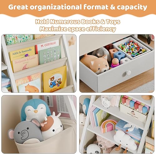 Miniatura 3 de Estantería infantil y almacenamiento de juguetes, estante para libros para habitaciones de niños, estantería para bebés para guardería, organizador