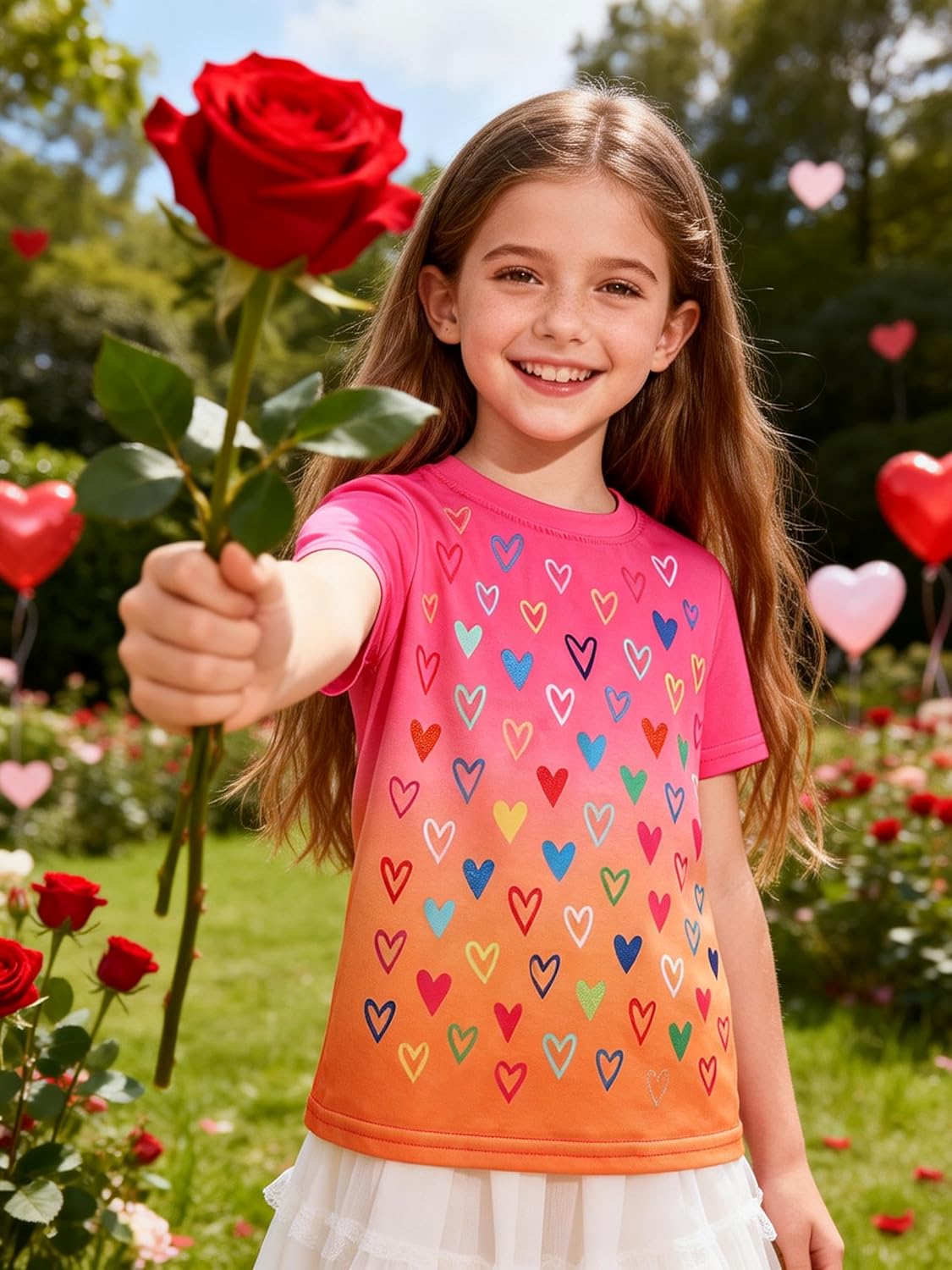 Girls Shirts Short Sleeve Tie Dye Cute Print Shirt Crewneck Casual Tees T Shirts for Kids 4-12 Years - Image 2