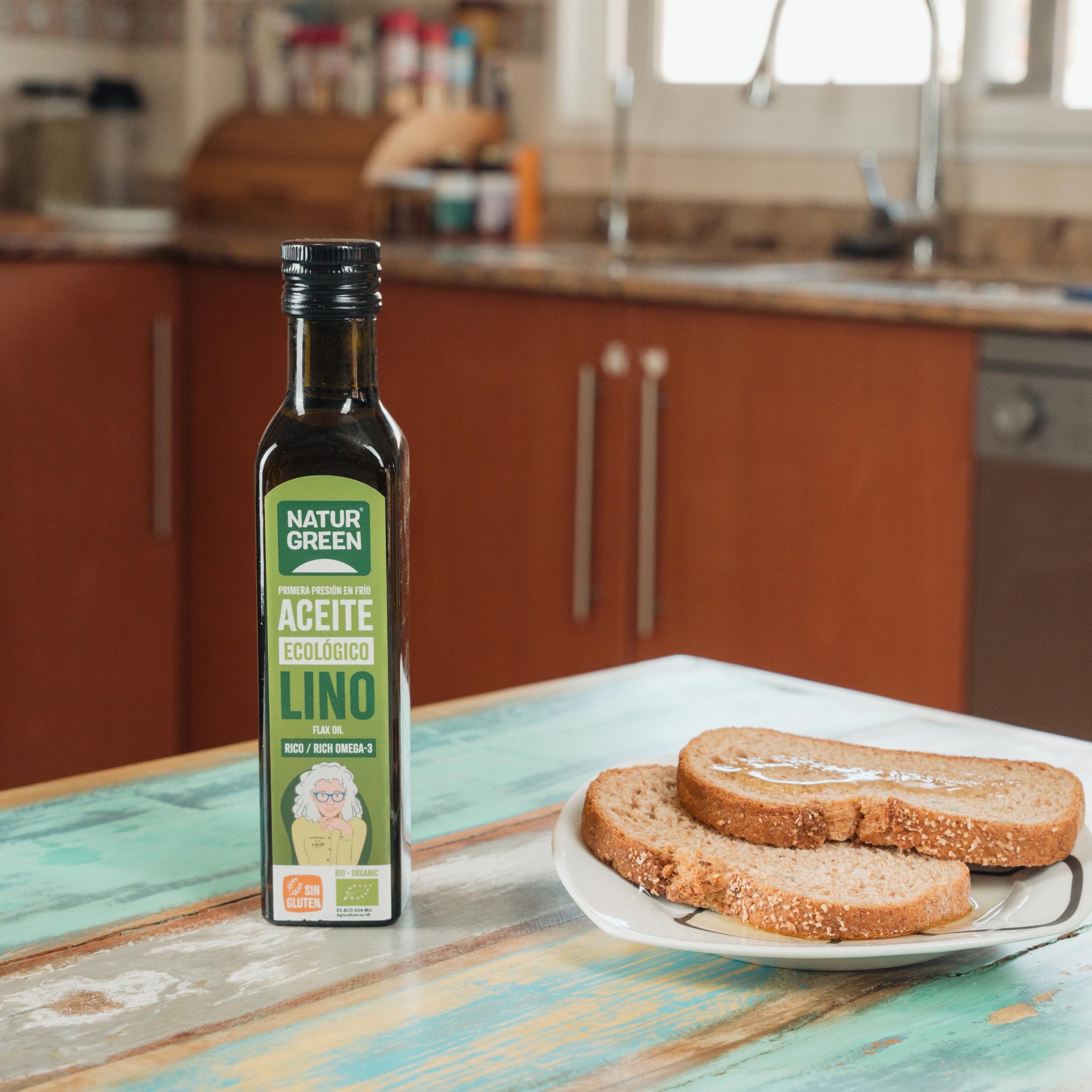 Aceite Lino Bio NaturGreen 100% Semillas de Lino Ecológico Omega-3 Primera Presión 250 ml