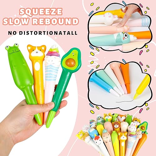 Miniatura 2 de Pipigaty Bolígrafos Kawaii Squishies 10 unidades, tinta de gel, bolígrafos divertidos para niños, estacionarios, ideales para aliviar el estrés,
