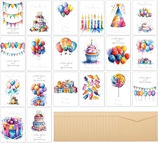 Geburtstagskarte Set(20 Stück) - Karten Geburtstag - Premium Klappkarten - Hochwertige & Lustig Geburtstagskarten für Familie & Freunde & Kollegen