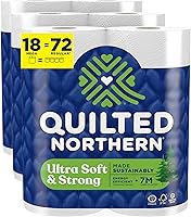 Quilted Northern Ultra Soft & Strong Toilet Paper: 18 Mega Rolls = 72 Regular, 5X Stronger 2-Ply, Sustainable Premium Tissue