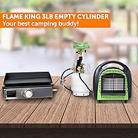 Vista 4 de Flame King 3LB - Cilindro de tanque de propano de acero vacío de 3 libras con manómetro y válvulas OPD para parrillas y barbacoas, camping, pesca