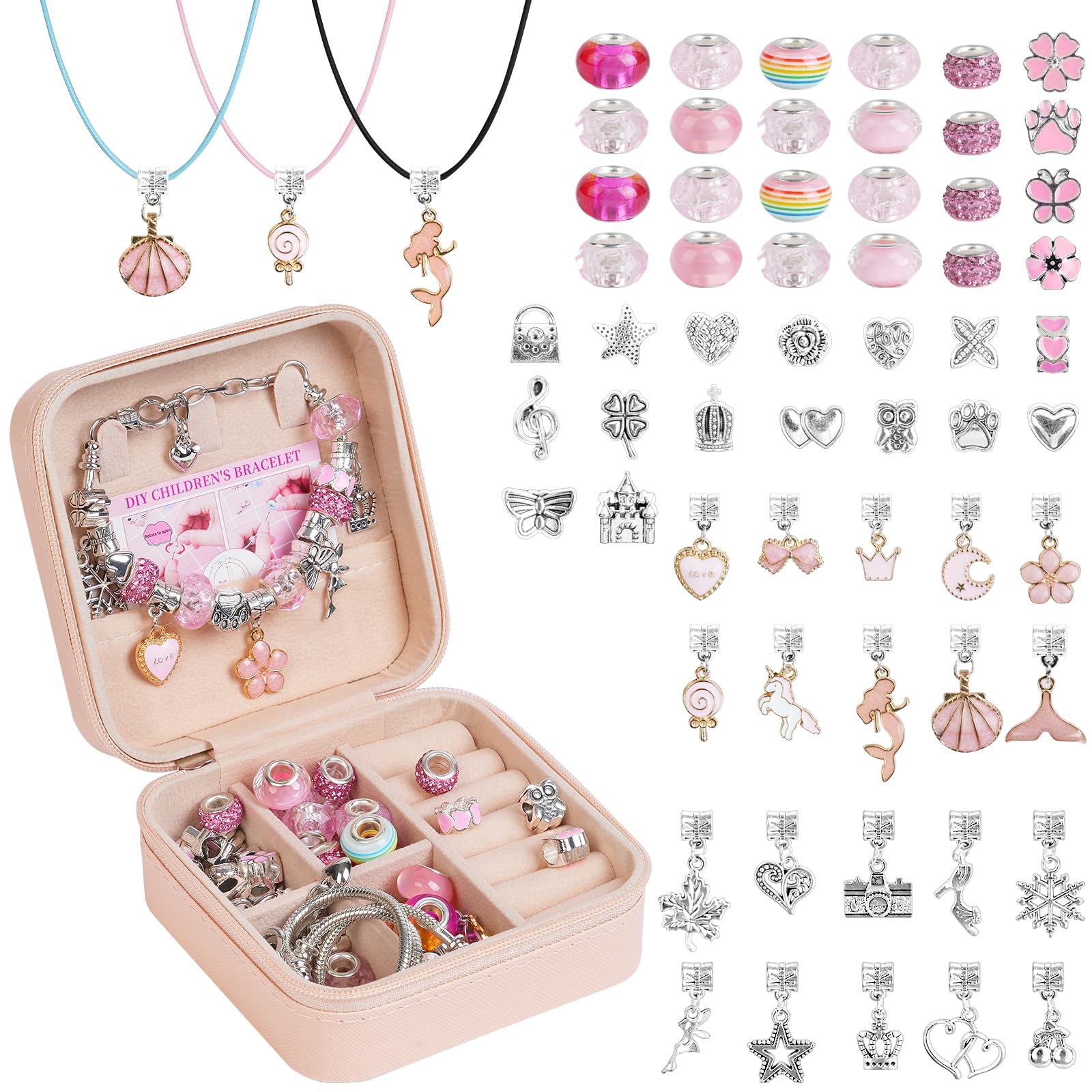 AUAUY Charm Bracelet Making Kit, 66pcs Gifts for Women Bracelet Making Kit with Box Jewellery Making Kit