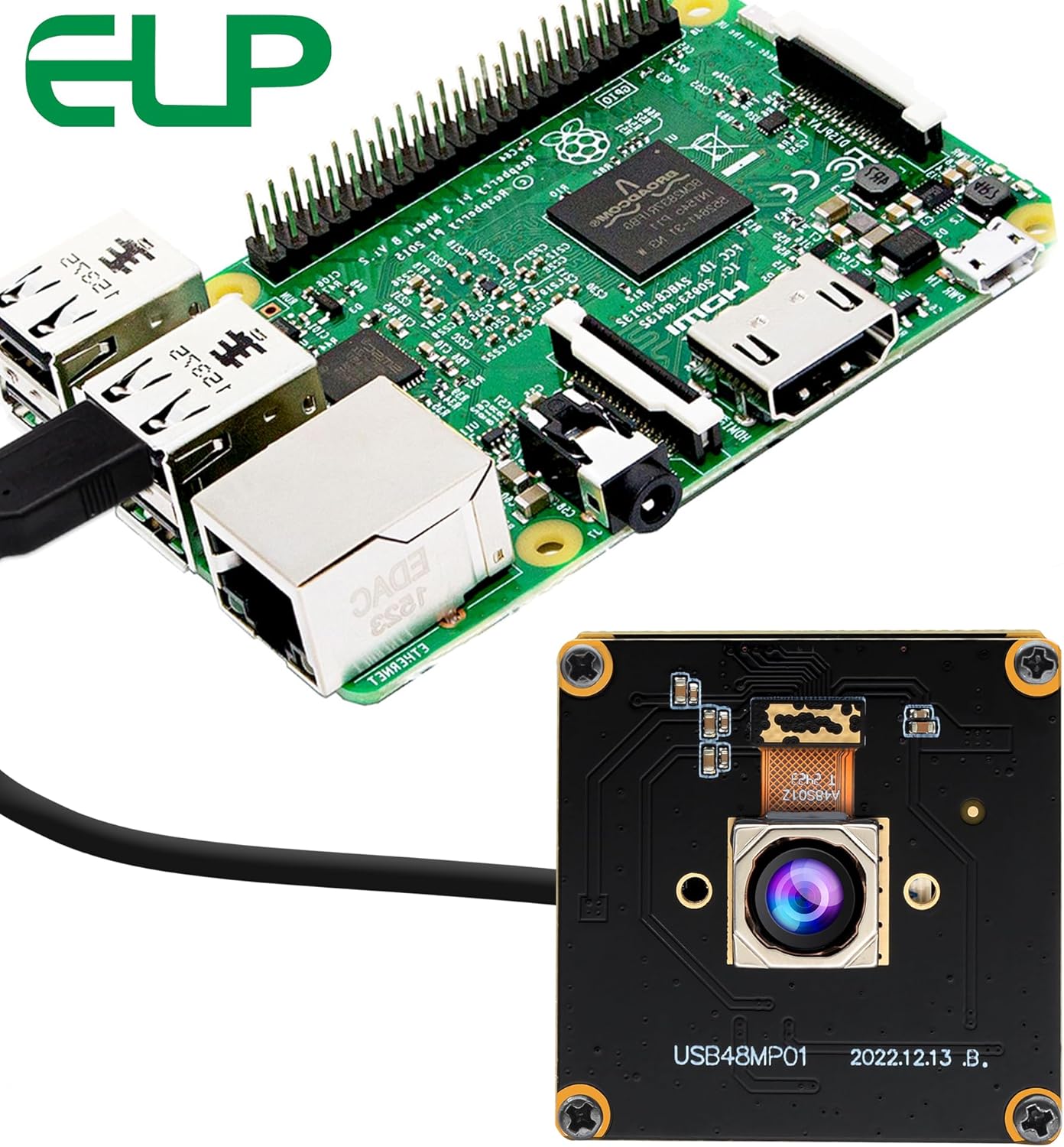 ELP 48MP Wide Angle USB Camera Module 200ms Fast Autofocus Webcam Board 100degree No Distortion Lens PC CAMERA Mini UVC USB2.0 Backup Cam UHD Second Webcamera 6000P Lightburn Camera for Laser Engraver