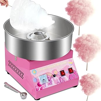 Cotton Candy Machine Commercial, 1000W Efficiently Cotton Candy Maker Machine with Stainless Steel Bowl, Sugar Scoop, Easy & Safe to Use, Candy Floss Maker for Kids, Home, Party, Birthday, Festival