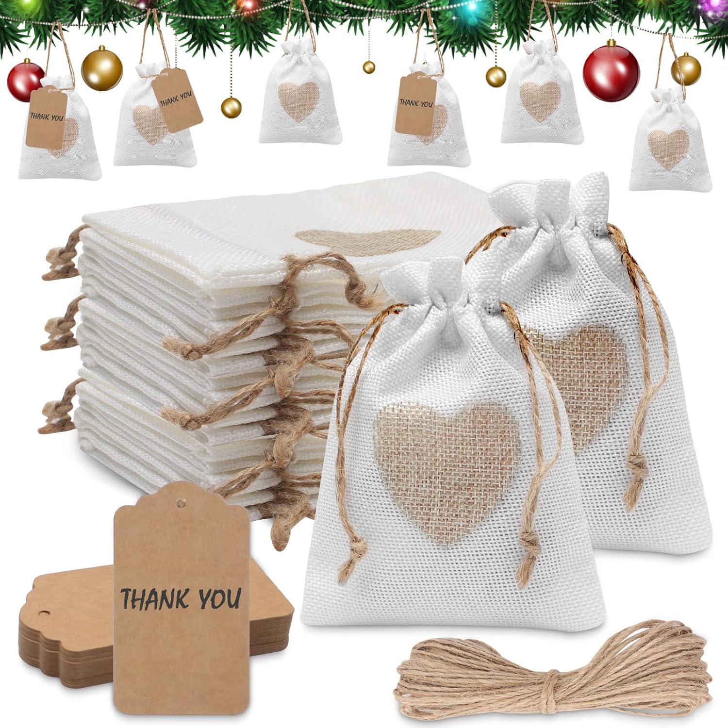 dafuhao 30 Pcs Burlap Bag with Drawstring (14x10cm) Jute Gift Bag with