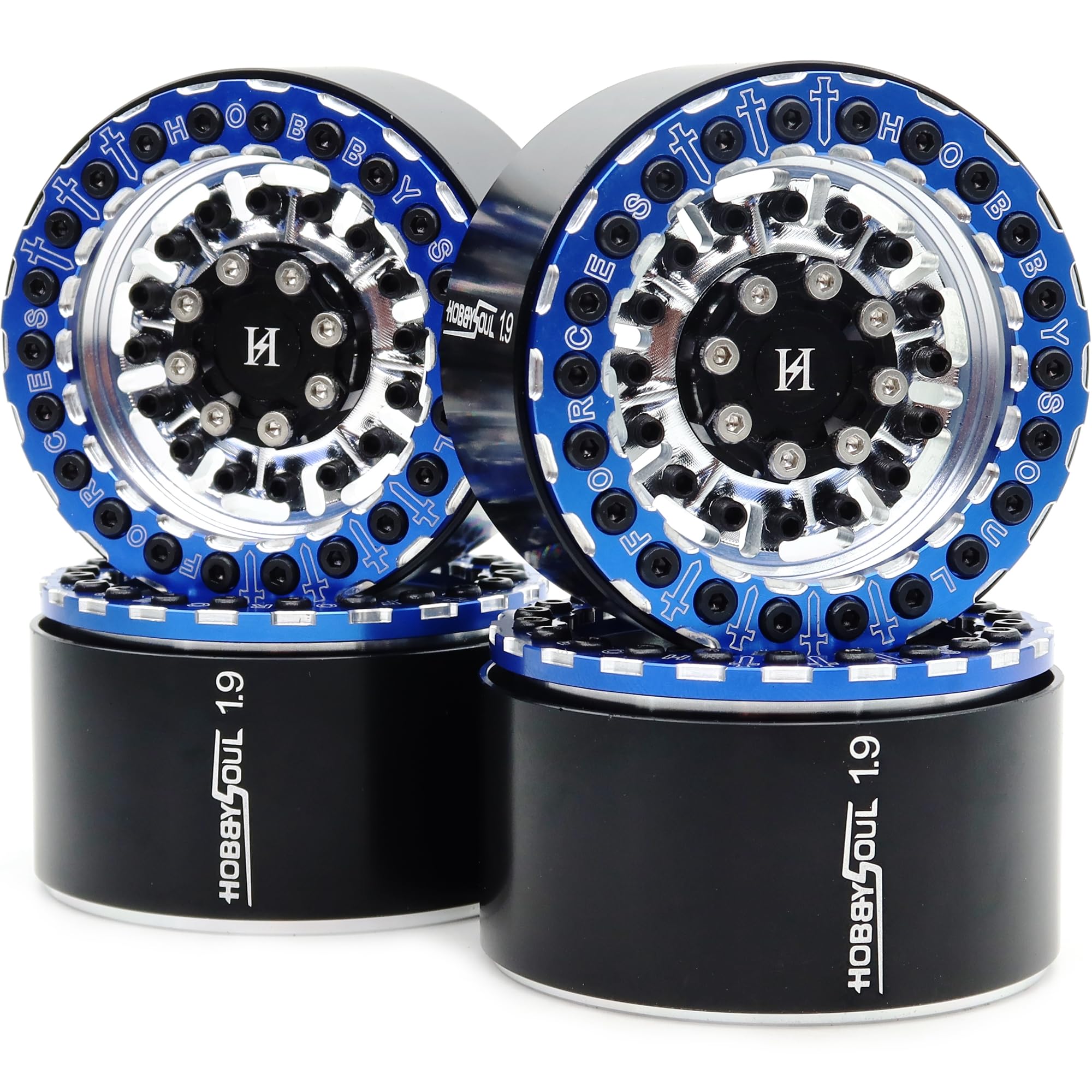 HOBBYSOUL 1.9" Metal Beadlock Wheels For RC Rock Crawlers - 32mm Wide, 12mm Hex, Fits Traxxas TRX-4, Axial SCX10 (4-Pack) - View #2