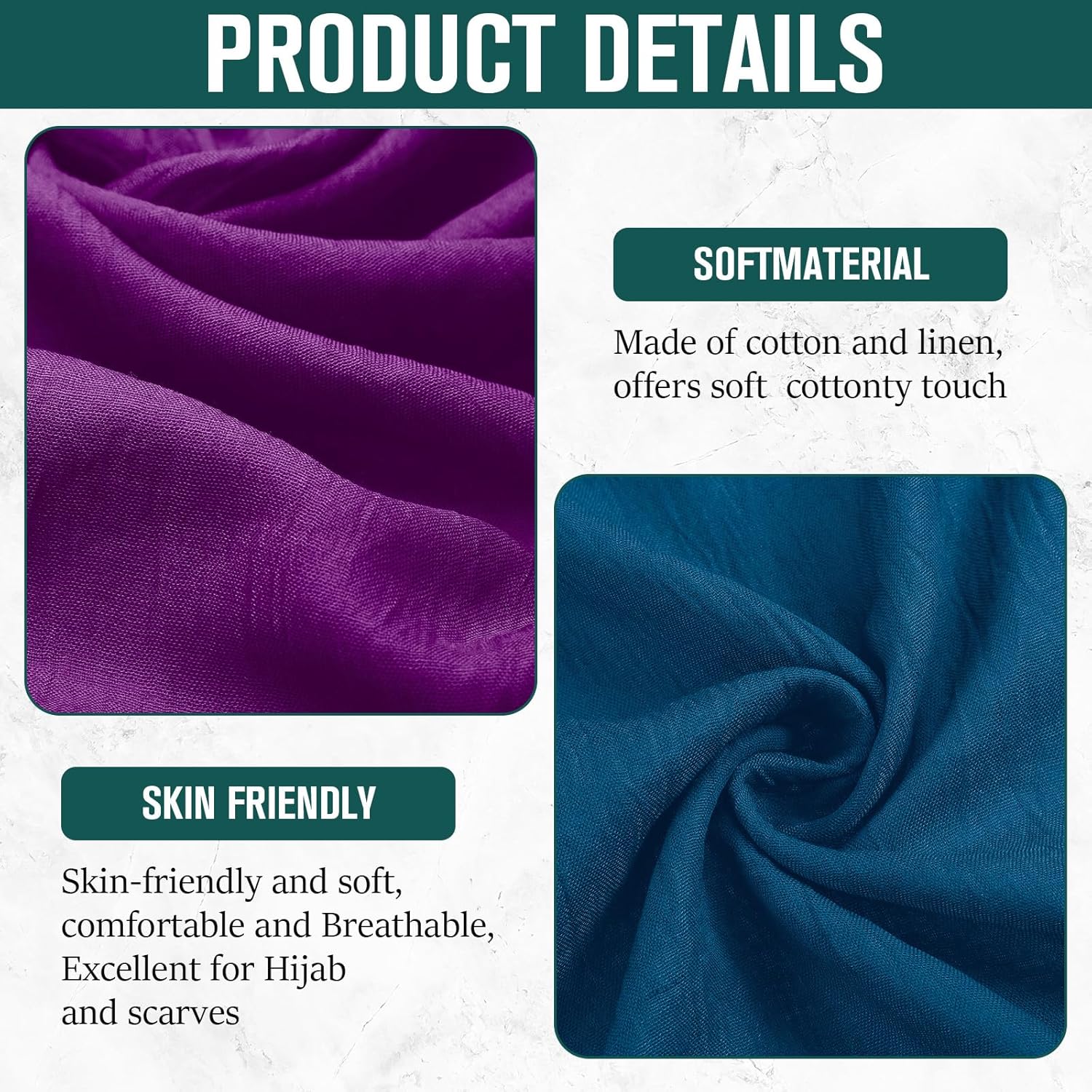 Patelai 9 Pieces Women's Cotton Scarves Lady Light Soft Fashion Solid Scarf Wrap Shawl, Candy Color (Vivid) - Image 4