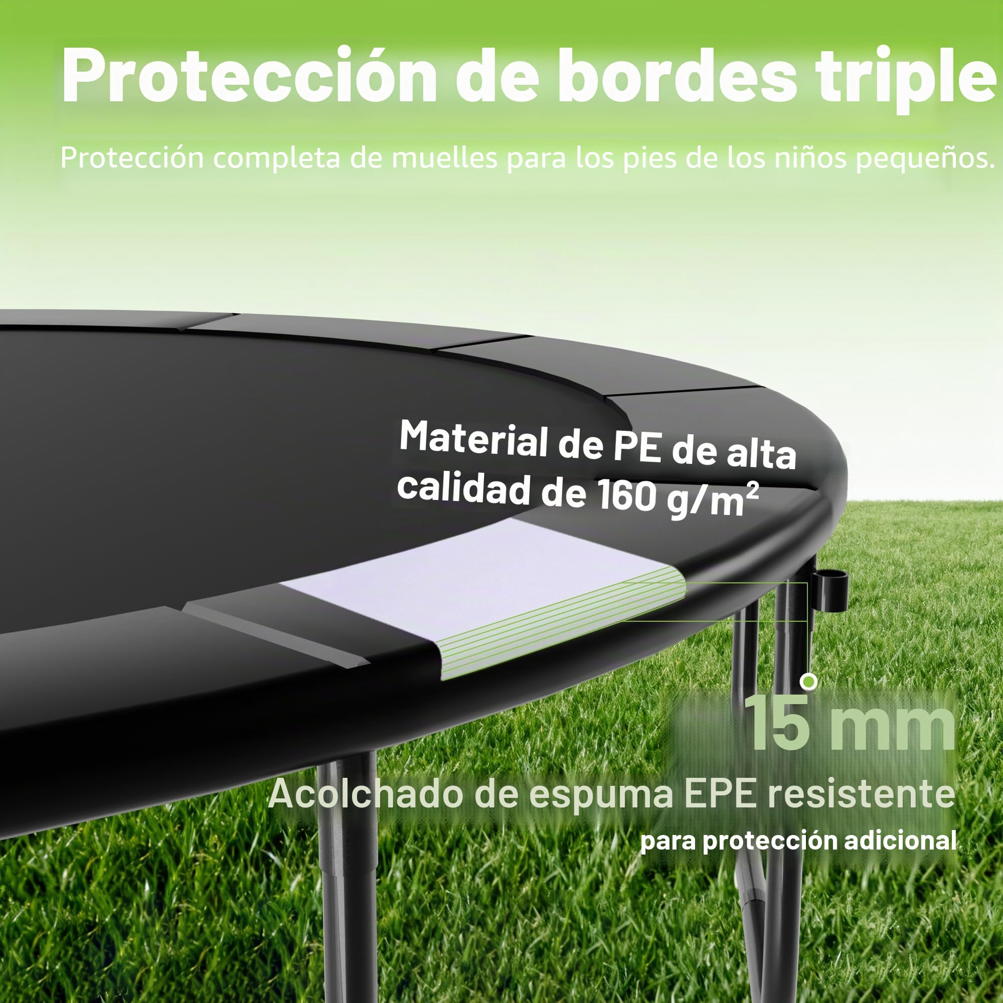 LeJump Cama Elástica Exterior de 235/305/366 cm, Cama Elástica de Jardín para Niños con Red de Seguridad Alta y Escalera, Camas Elásticas Certificadas GS, Capacidad Máxima 100/150 kg