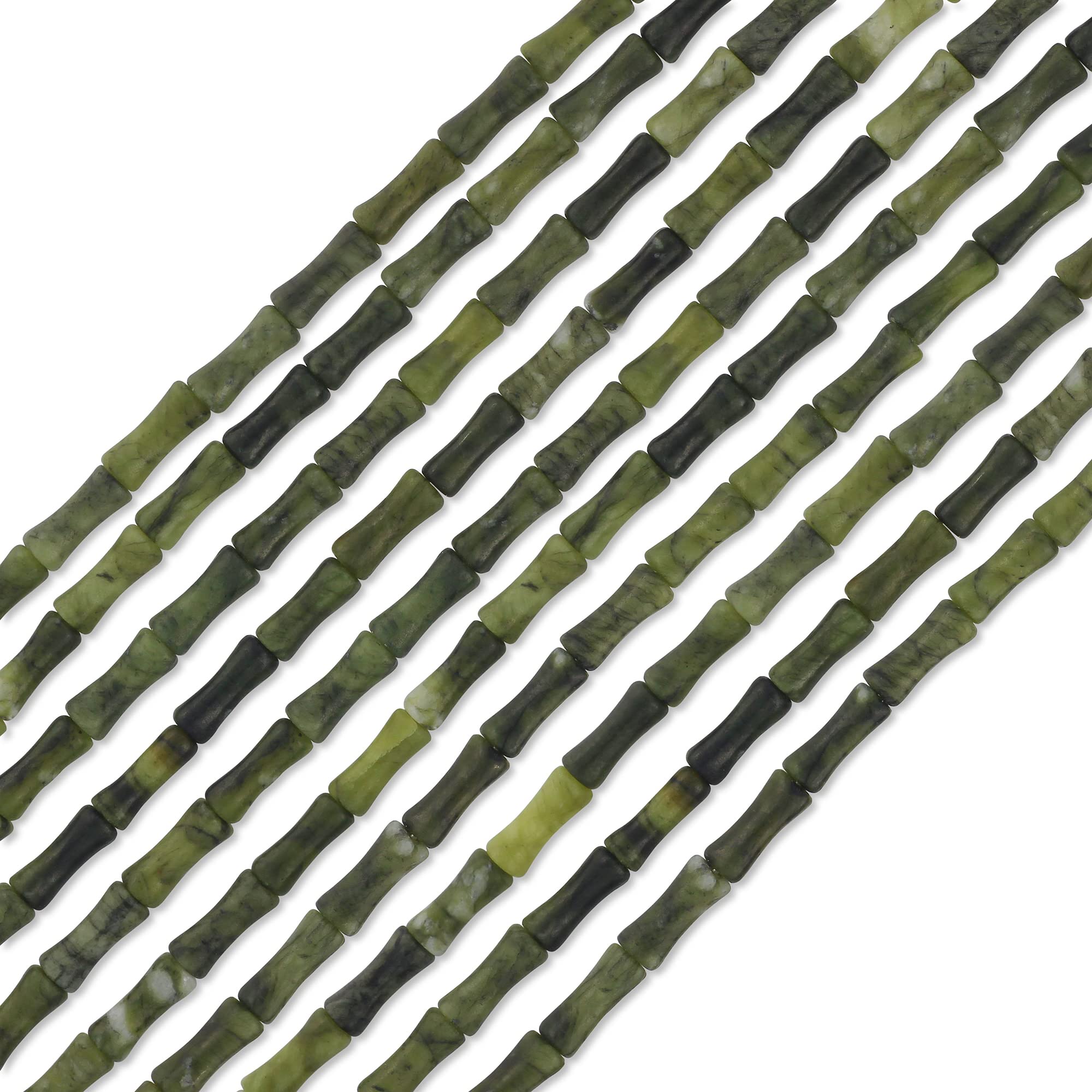 Firstmeet Natural Stone Loose Beads for Jewelry Making Imperial Jasper Polished Bamboo Joint 30pcs/Strand(DIY-1027-Southern Jade)