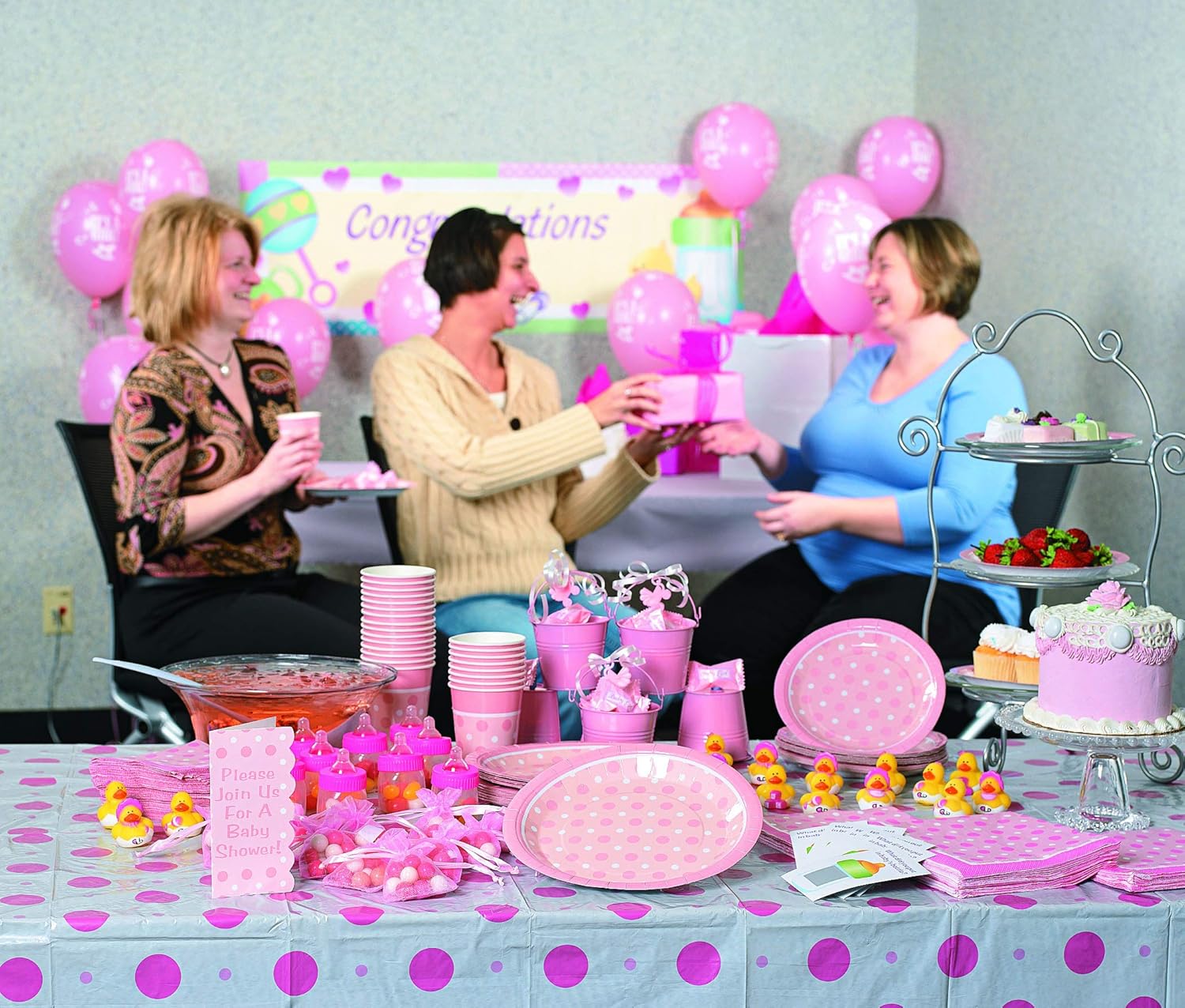 Fun Express Pastel Pink Tinplate Pails (1 Dozen) Baby Shower, Favors, Party Supplies & Decor