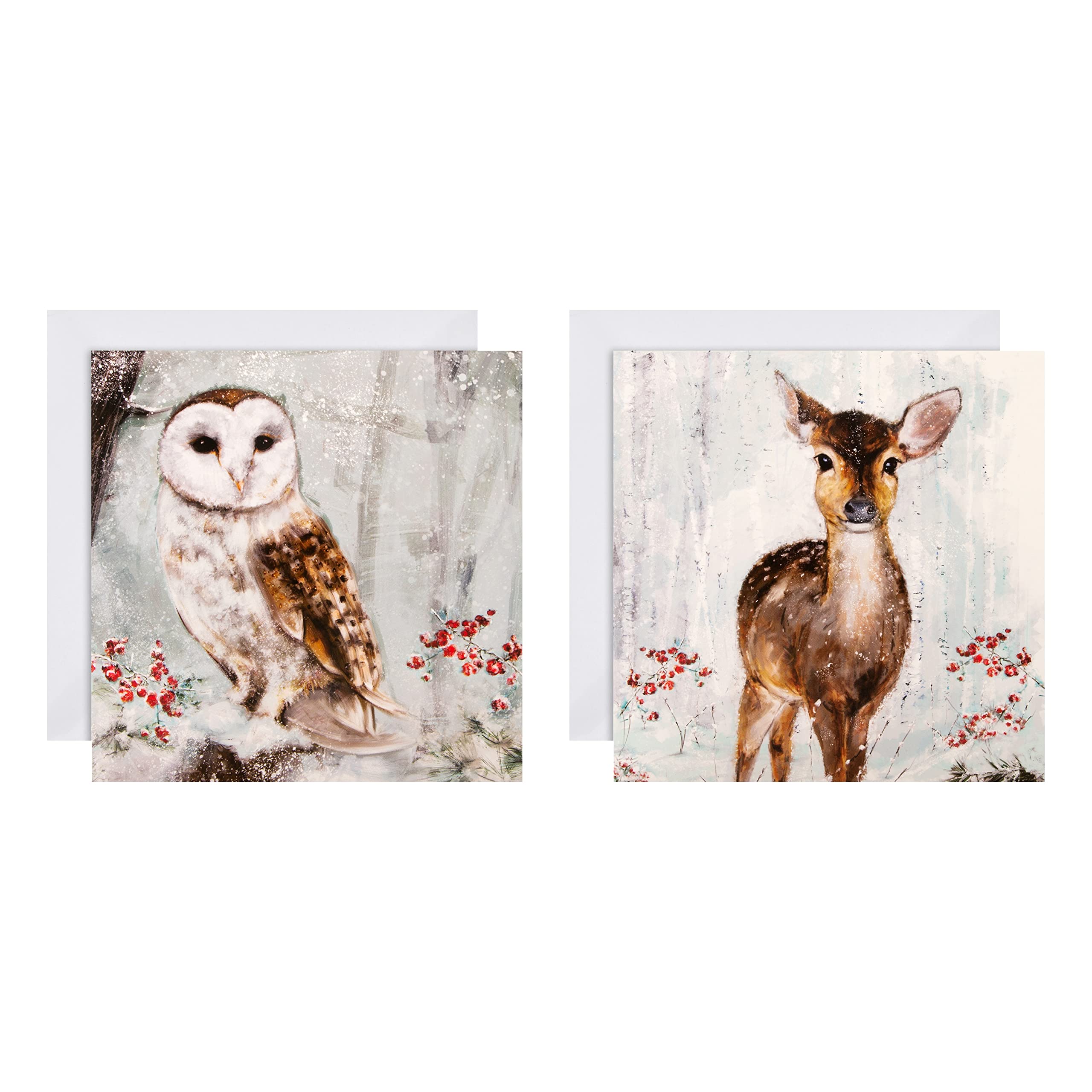 Hallmark Charity Christmas Cards, Traditional Wildlife Designs, Pack of 16, Wildlife Animal Christmas Card Pack