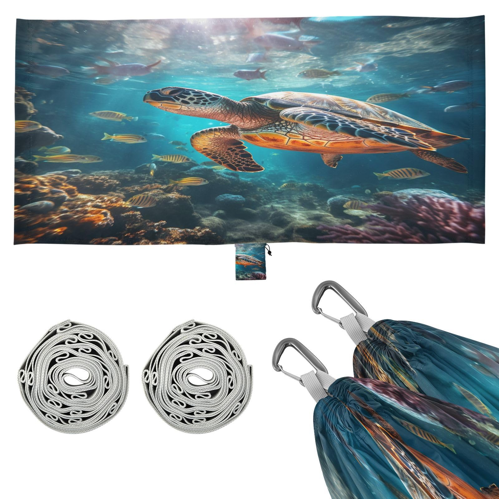 Simpatiche Tartarughe Marine Di Arte Pastello Amaca Portatile per Campeggio,Leggera, Perfetta per Esterni,Escursioni,Spiaggia e Viaggi