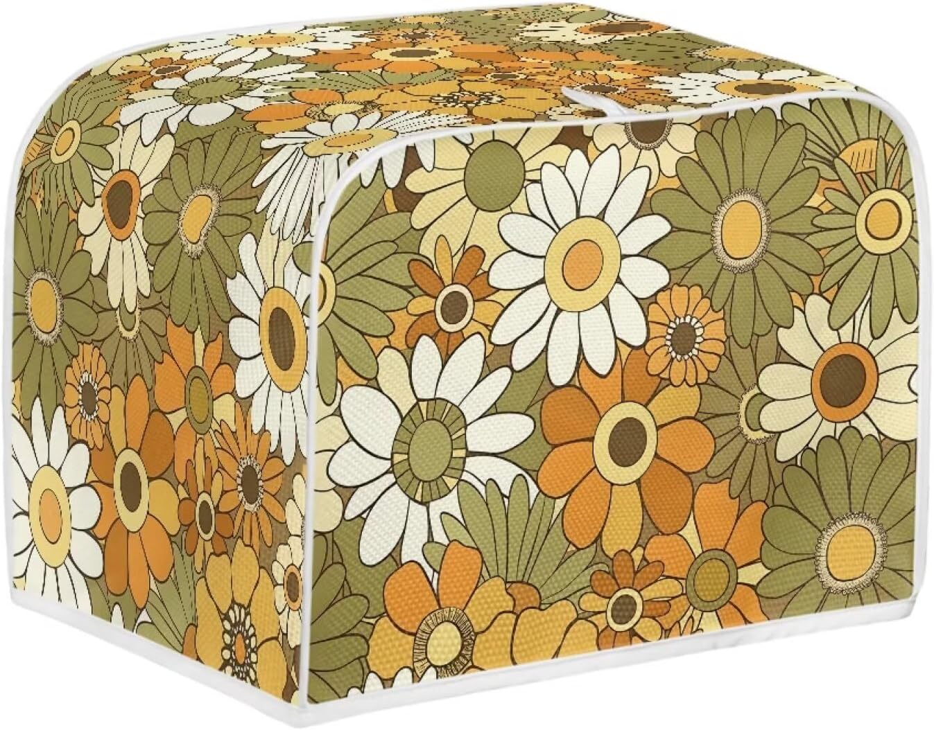 Boho Hippie Flower Toaster Cover Dust and Fingerprint Protection Retro 60s 70s Flower Small Appliance Cover Fits for Most Standard 2 & 4 slice Toasters-S