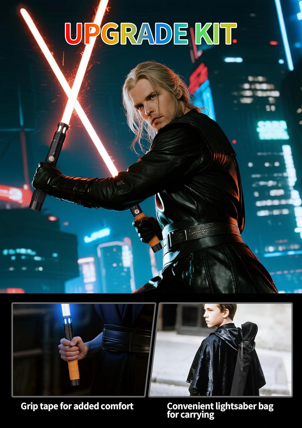 jvmusaber Dueling Lightsaber Light Saber for Kids Adults, Light Sword Toy Black Lightsaber 2pcs