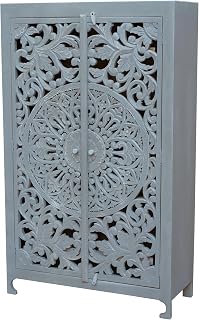 möbelando Highboard Kalita aus Massivholz – Graues Mangoholz-Highboard 100x165x40 cm – FSC-Zertifiziert, vormontiert & stabil – Modernes Stauraummöbel für Wohnzimmer & Flur