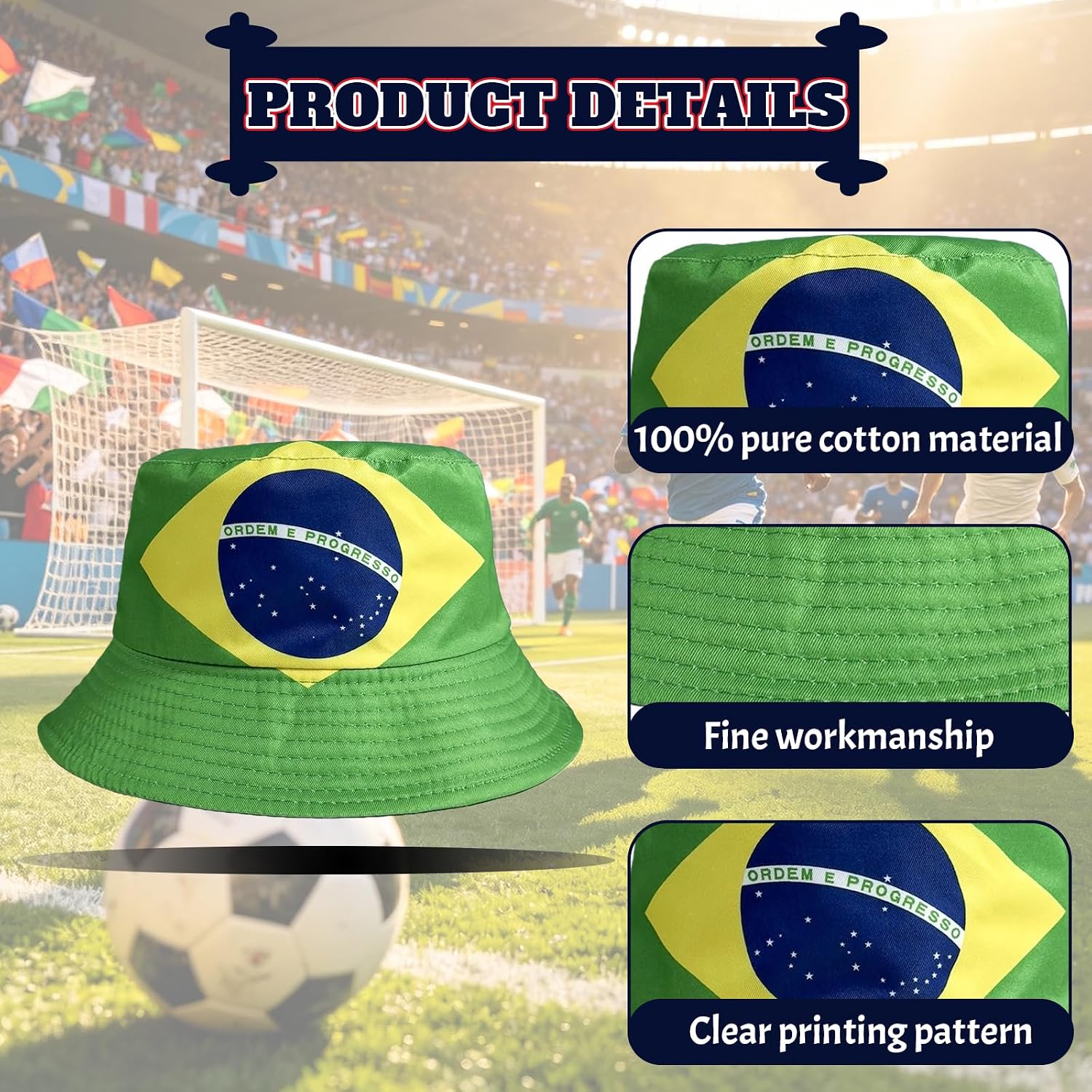 Bucket Hat with National Flag World Cup 2026 Hat World Cup Merchandise for Soccer Fans Gifts
