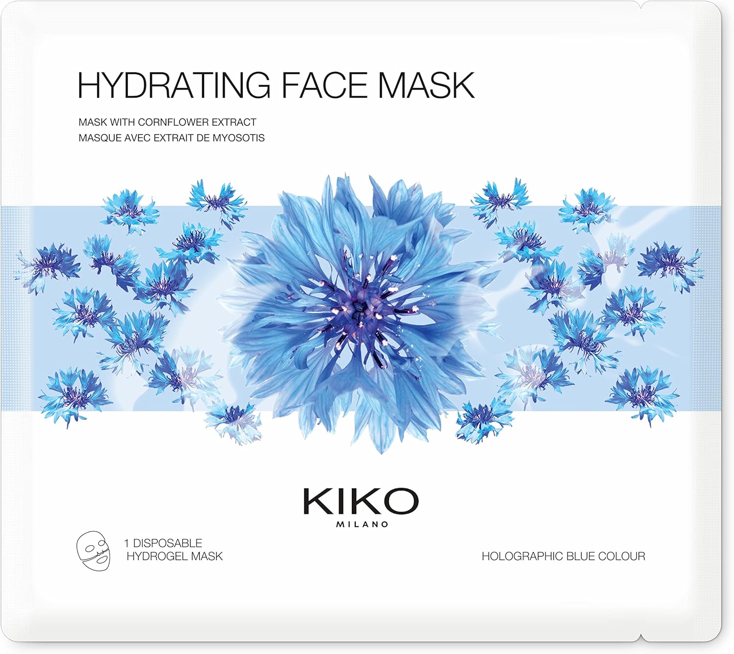KIKO Milano Hydraterend gezichtsmasker | Hydraterend gezichtsmasker met hydrogel met korenbloemextract