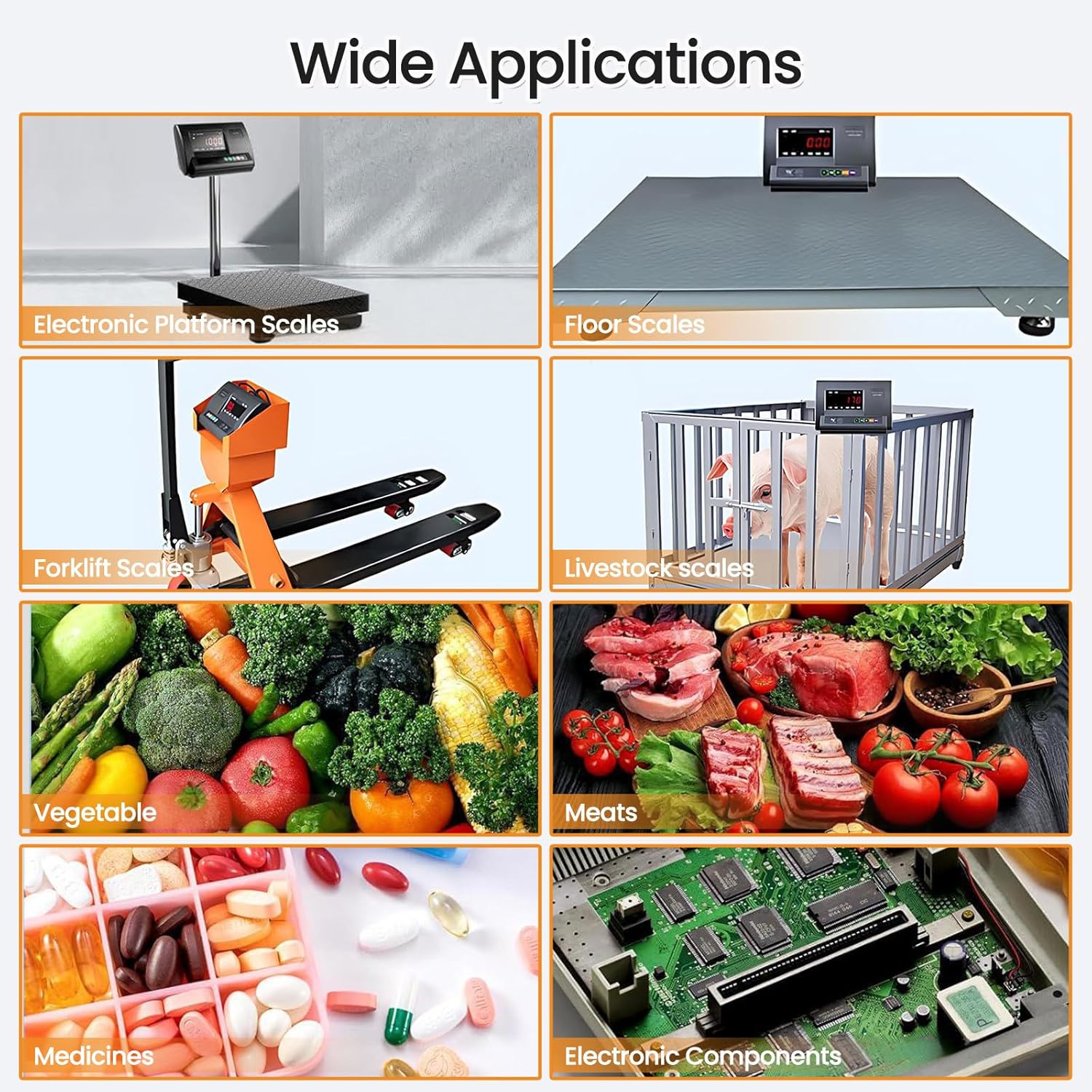 Waterproof Livestock Scale Kit, 11000LBS High Precision Indicator Floor Scale with 4-Wire Junction Box 5T Load Capacity Animal Scale Kit for Cattle Pigs Sheep Goats