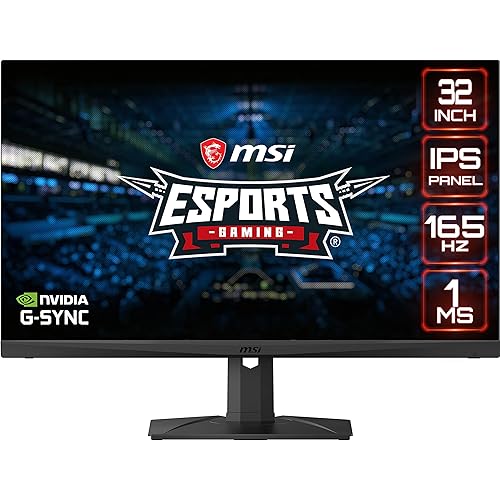 MSI MAG321QR, 32" Gaming Monitor, 2560 x 1440 (QHD), IPS, 1ms, 165Hz, G-Sync Compatible, HDR 400, HDMI, Displayport, USB Type-C, Tilt, Swivel, Height Adjustable