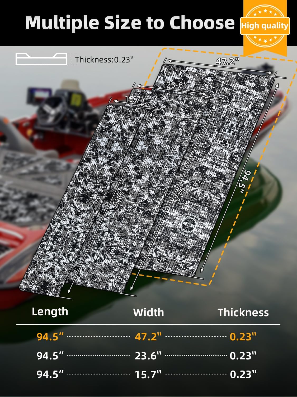 FOCEAN Boat Flooring EVA Foam Boat Decking Marine Flooring Camo Self-Adhesive Marine Mats for Boats Yacht Kayak RV 94.5"x47.2", Snow Camo