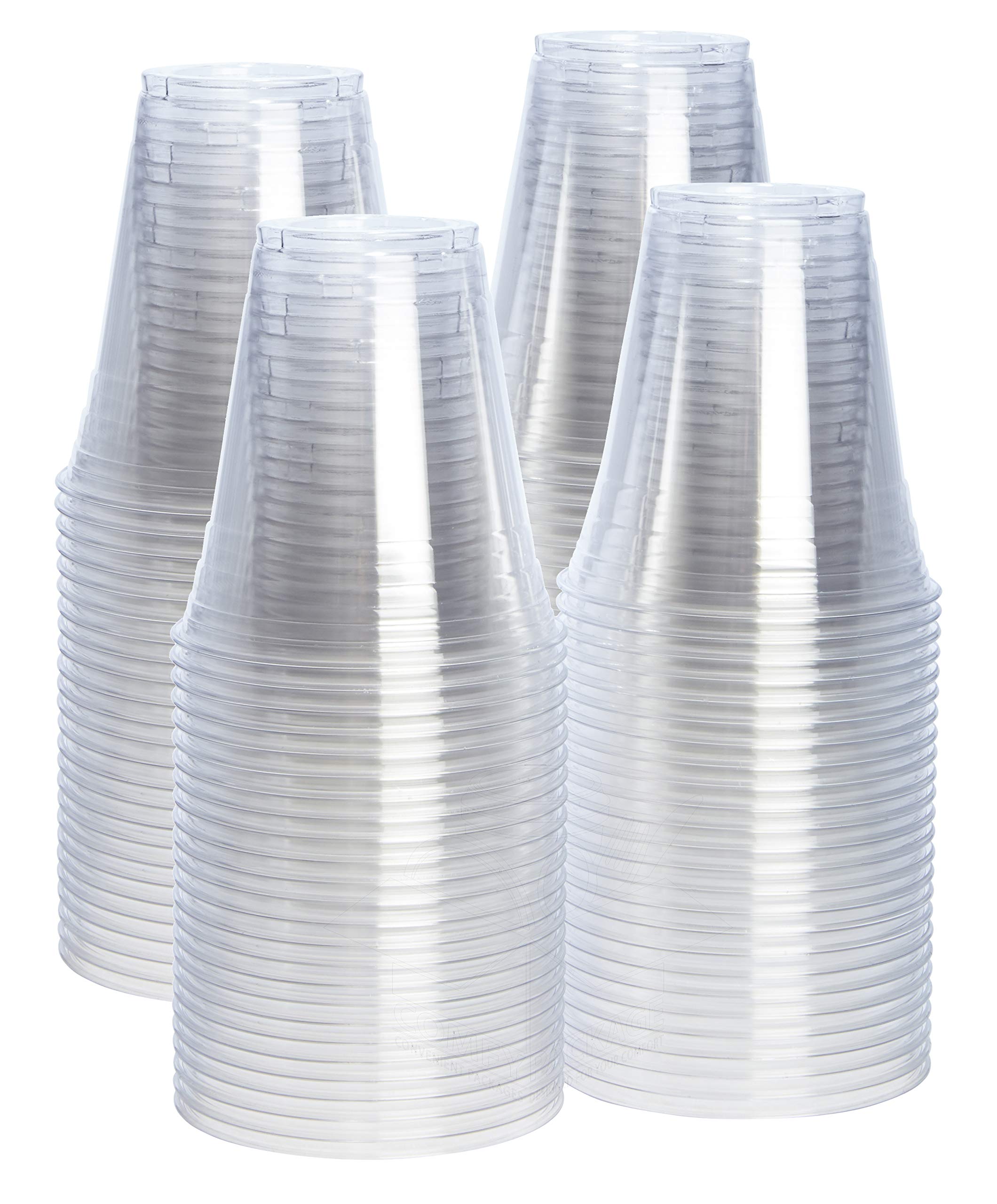 Plastic Cups CRYSTAL CLEAR PET [100 pack] (12 oz squat)