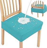 Vista 32 de smiry Fundas de asiento impermeables para sillas de comedor, juego de 4, fundas elásticas de jacquard extraíbles y lavables, sin fundas traseras