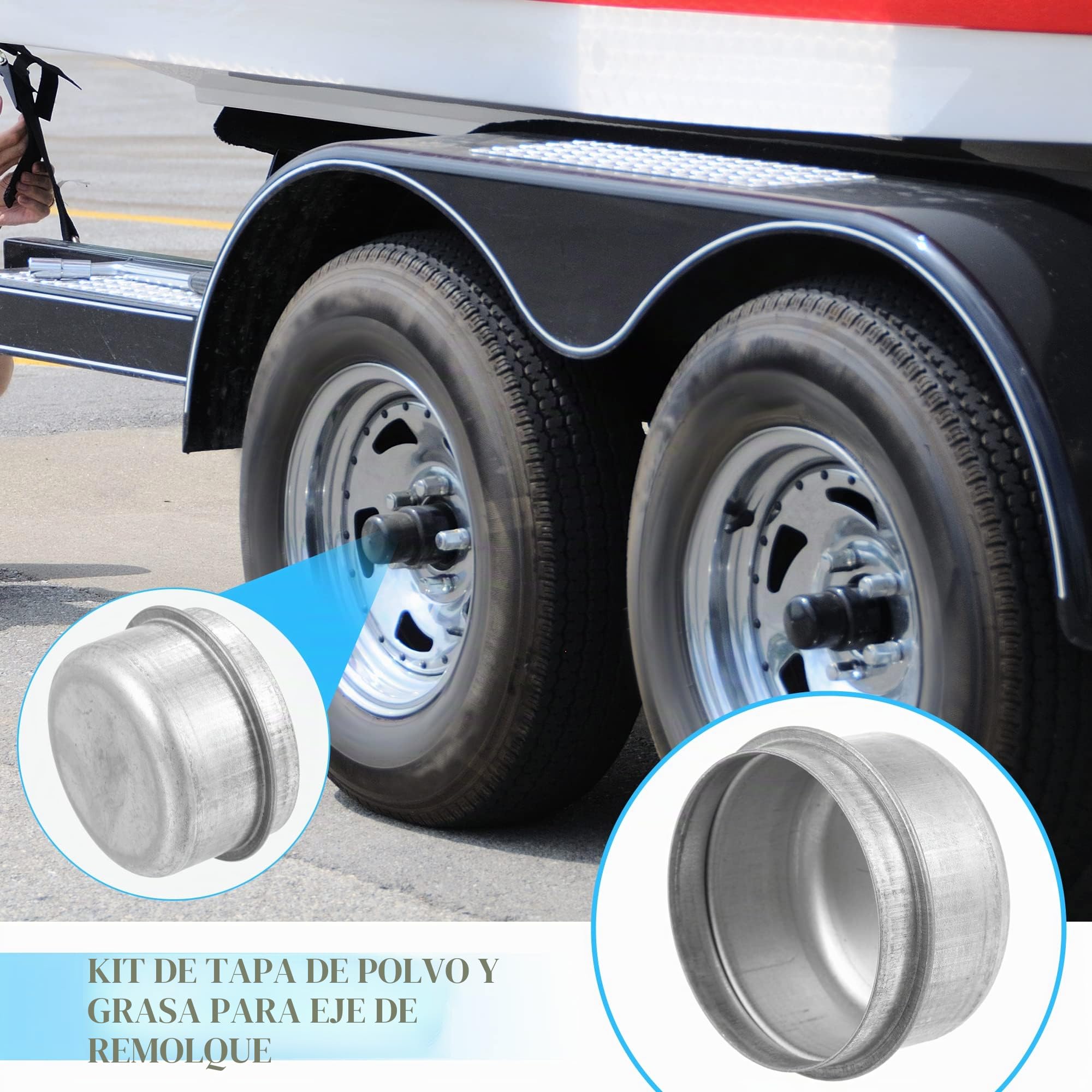 X AUTOHAUX 2uds 1.98" Remolque Eje Anti-Polvo Tapa Copa Grasa Cubierta para Remolque Caravana