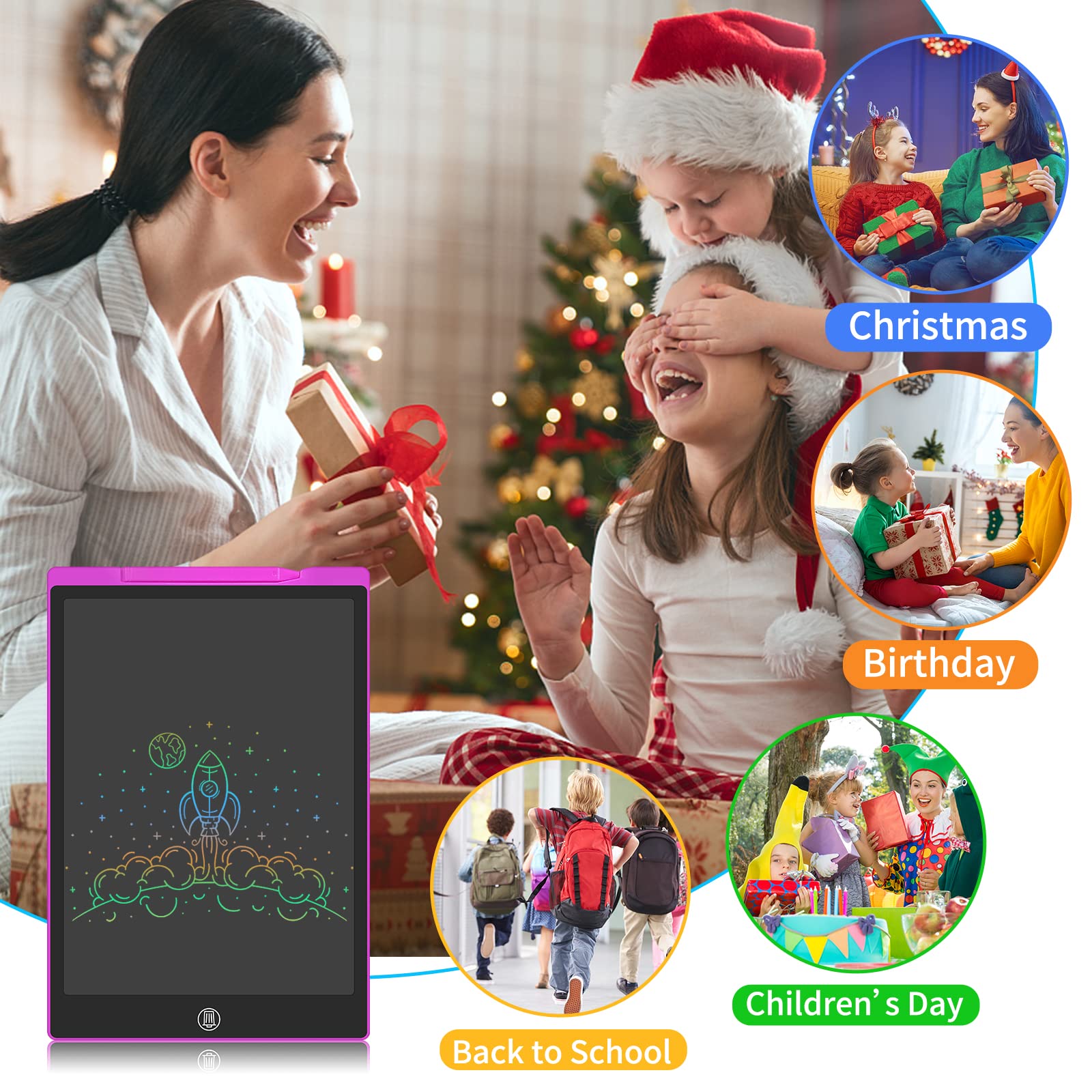 GUYUCOM Tablet 12 Cali - Magiczny Łupek, Tablica dla Dzieci 2-8 Lat, Zabawka dla Dziewczynki, Tablet Rysunek