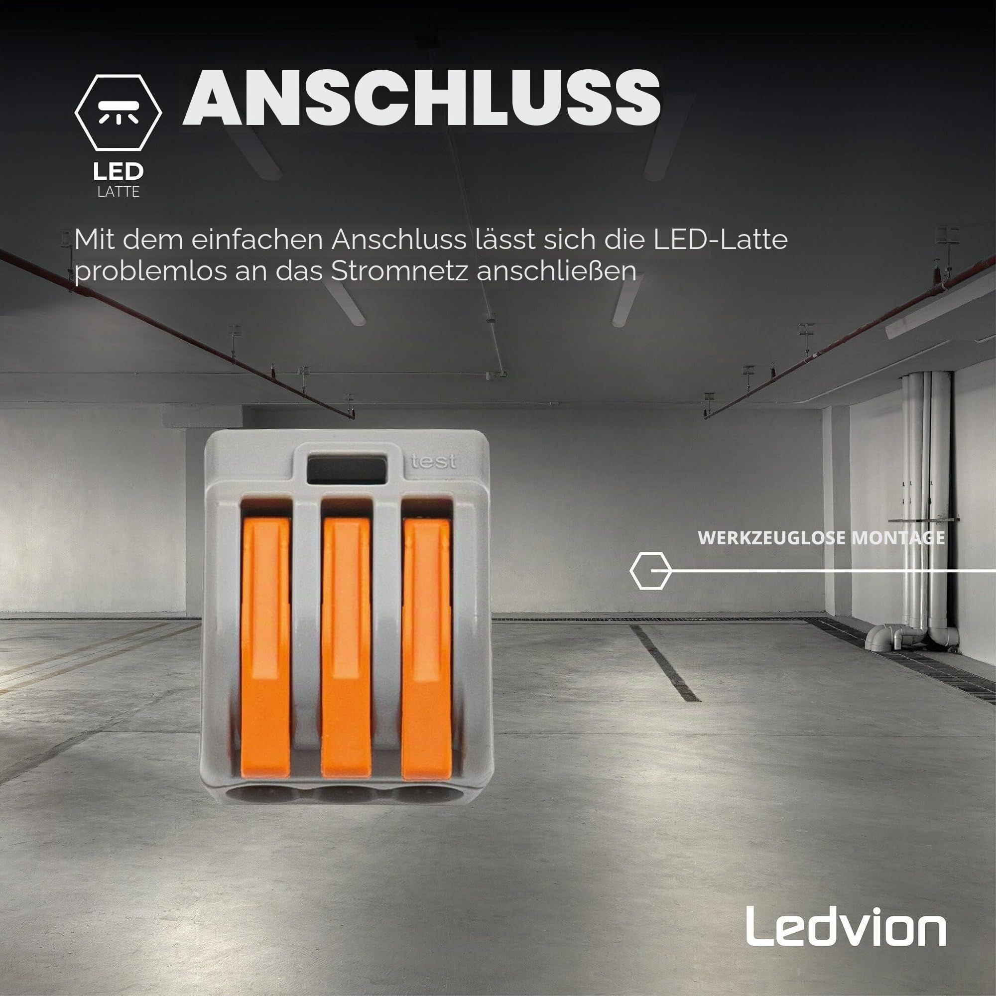 Ledvion - 5er Set, Feuchtraumleuchte LED, 60cm, IP20, 15W, 2400 Lumen, Neutralweiss, 4000K, Koppelbar, garagenbeleuchtung, werkstattbeleuchtung, kellerleuchte, deckenleuchte