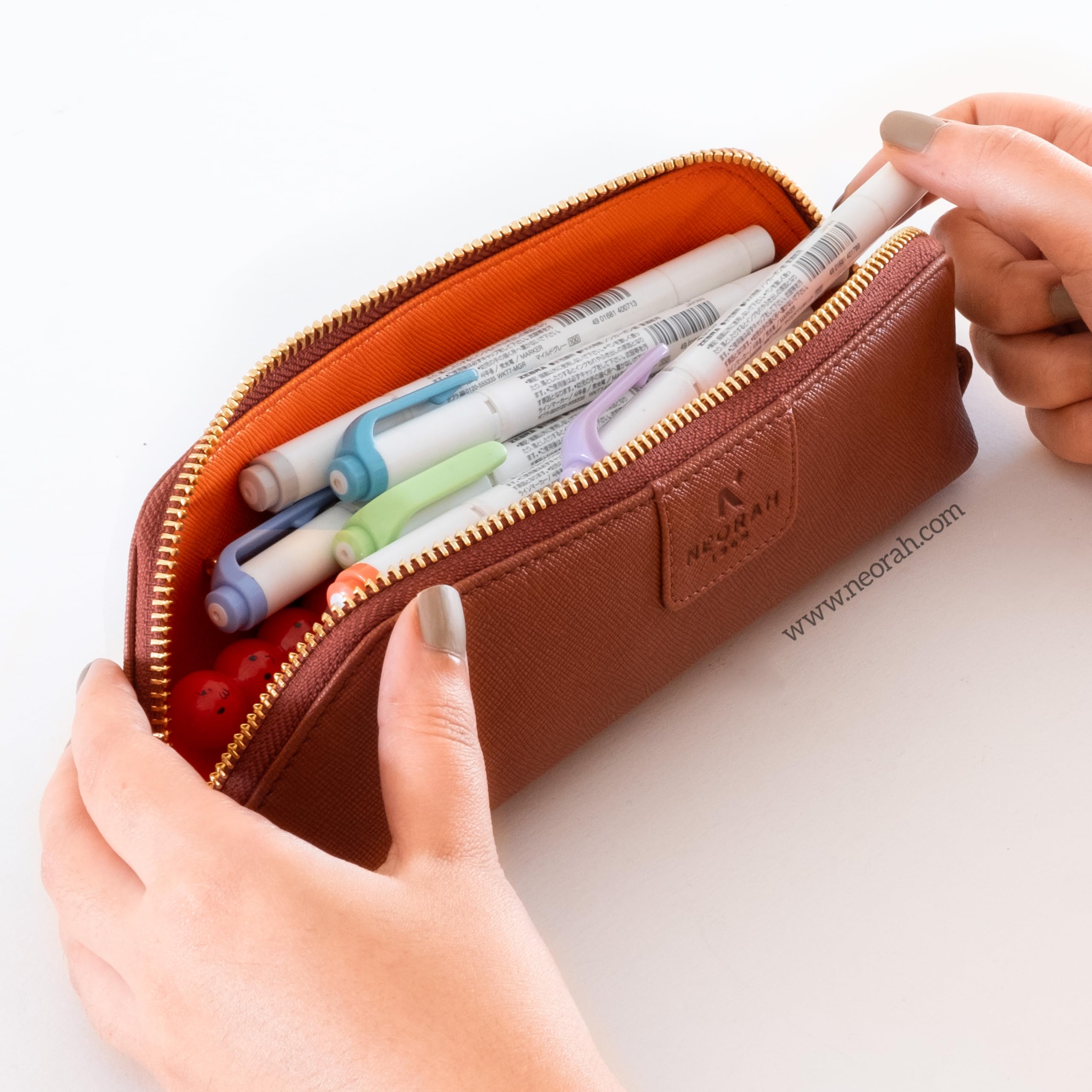 Trousse à stylos/cosmétiques, marron, PEN POUCH, Trousse à crayons