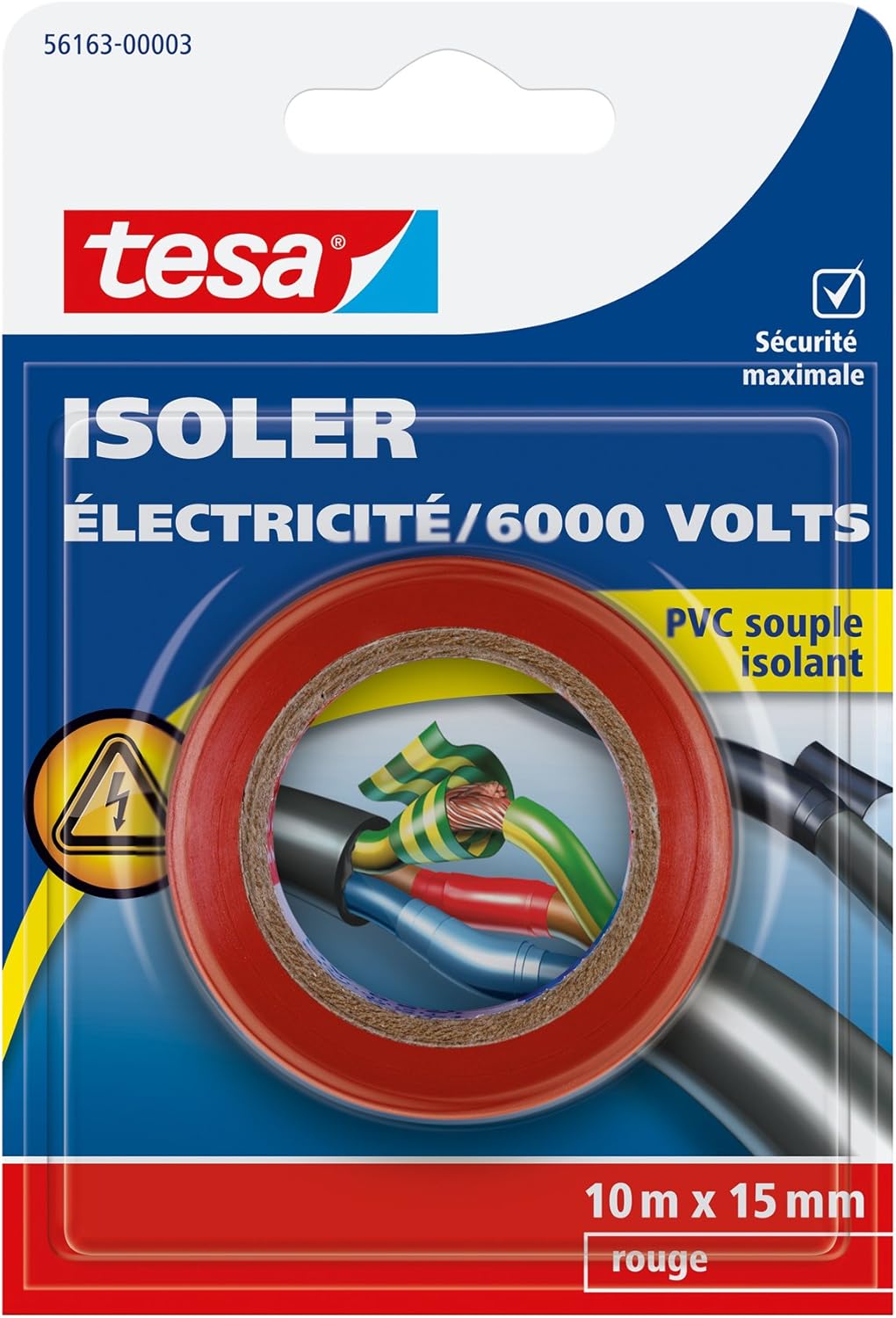 Tesa 56163-00003-00 electrical tape, 6000 V Flexible PVC insulation 10 m x 15 mm