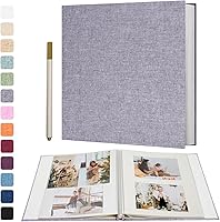 Vista 24 de Vienrose Álbum de fotos grande autoadhesivo para fotos de 4x6 8x10 10x12, álbum de recortes DIY, 40 páginas adhesivas con un bolígrafo metálico, Gris