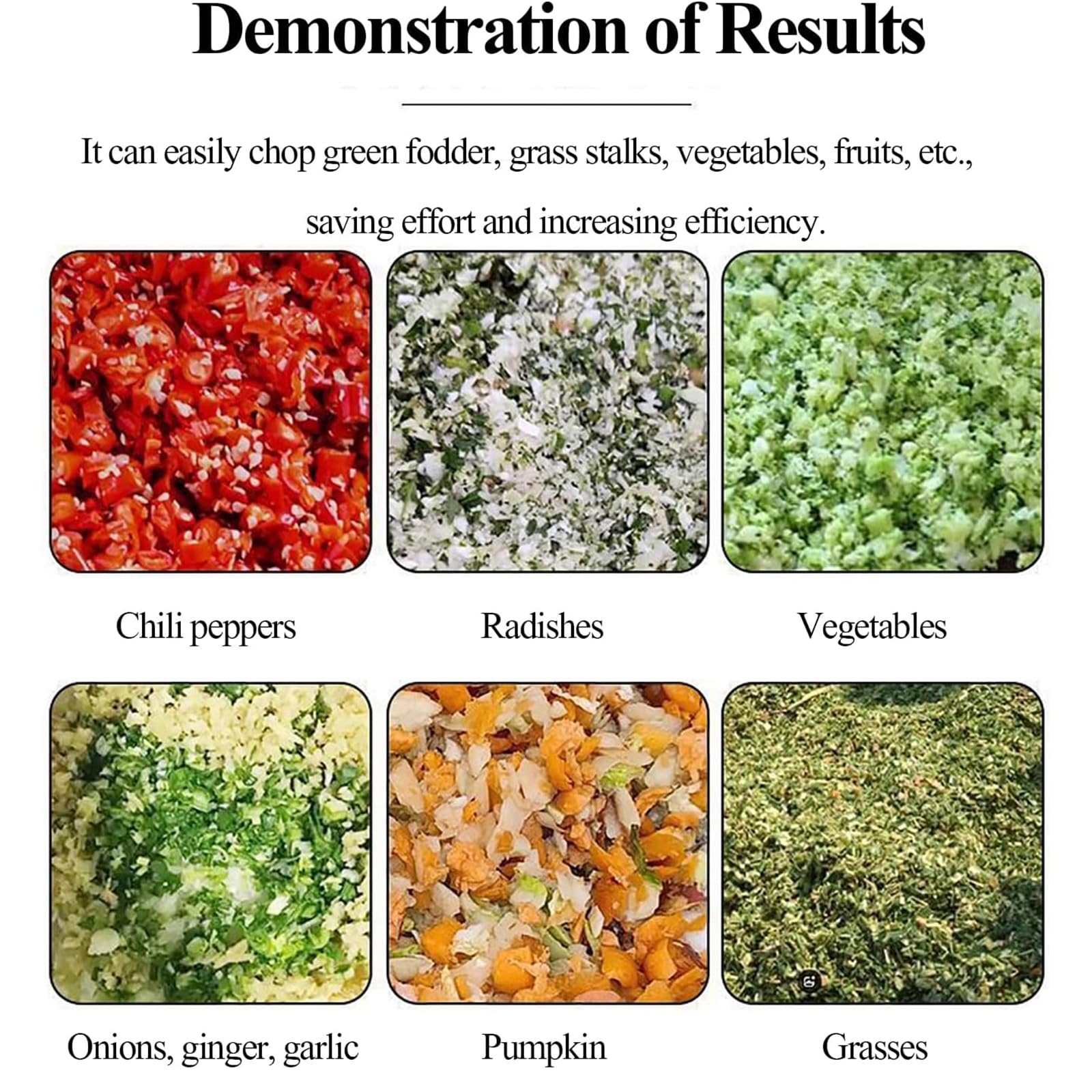Trituradora de verduras resistente para alimentación de aves de corral, entrada de 32,5 mm, velocidad de 980 rpm, eficiencia de 150 kg/h, tamaño de hoja ajustable, no necesita cortador para pollos y