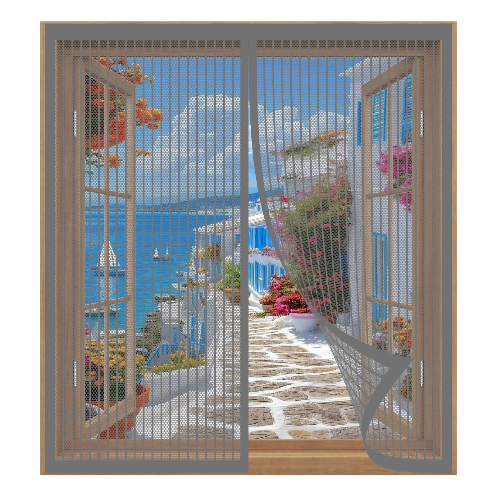 Magnetic Window Screen Insect Mesh 115 x 115 cm Easy Installation No Drilling Or Screwing Fly Bug Mosquito Mesh for Windows Nets to Keep Bugs Out, Grey
