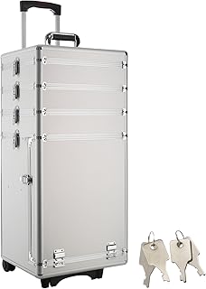 tectake Kosmetikkoffer Pilotenkoffer Beauty Koffer Schminkkoffer Trolley Friseurkoffer -in diversen Farben- (Silber)