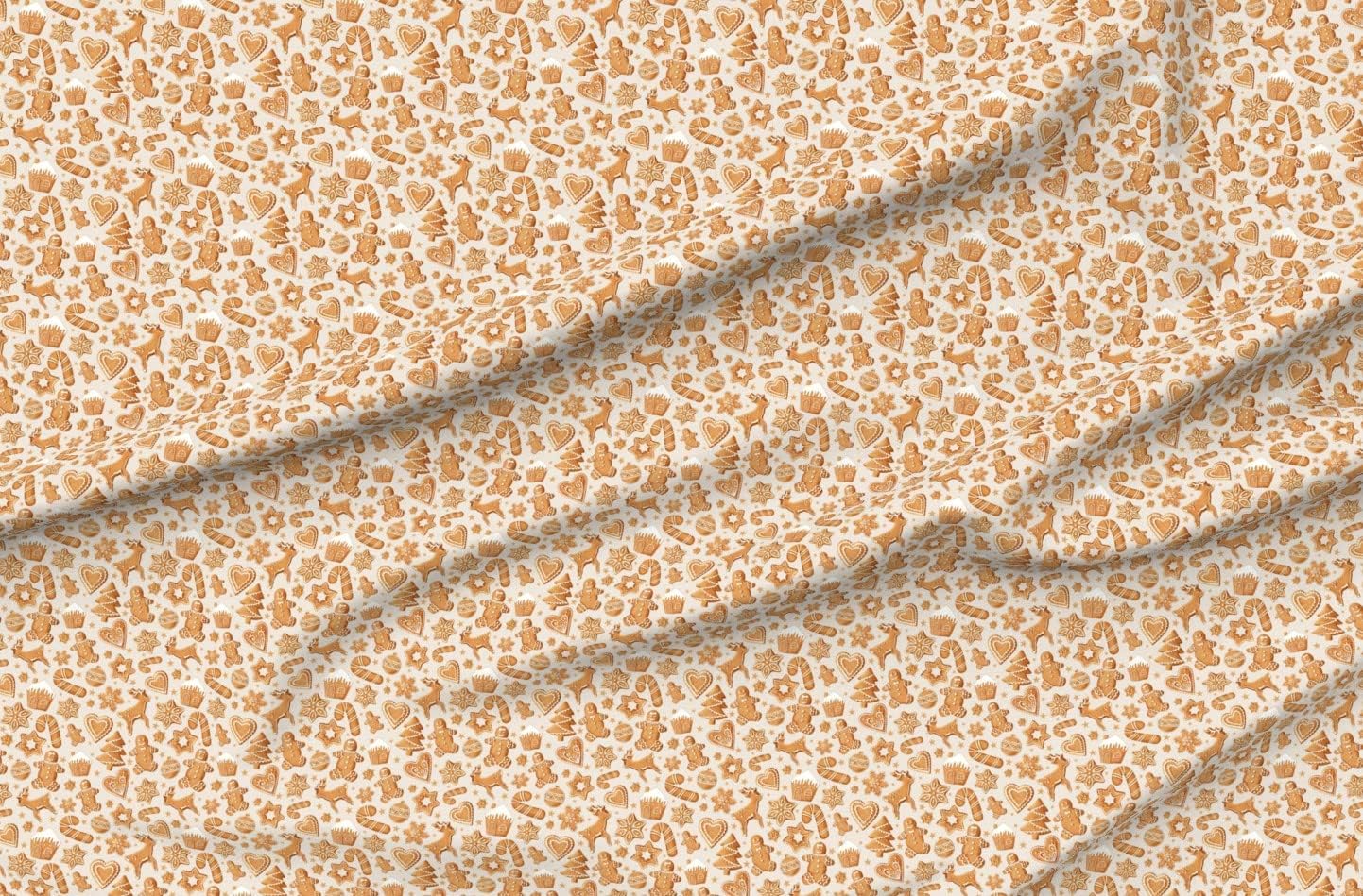 Spoonflower Fabric - Medium Scale Gingerbread Man Sugar Cookie Christmas Tan Texture Printed on Minky Fabric by The Yard - Sewing Baby Blankets Quilt Backing Plush