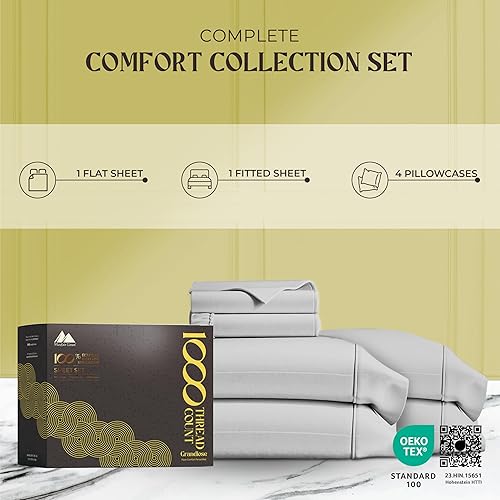 Miniatura 107 de Mayfair Linen Sábanas 100% de algodón egipcio tamaño Queen – Juego de sábanas de 1000 hilos de algodón egipcio tamaño Queen, 6 piezas, color rubor